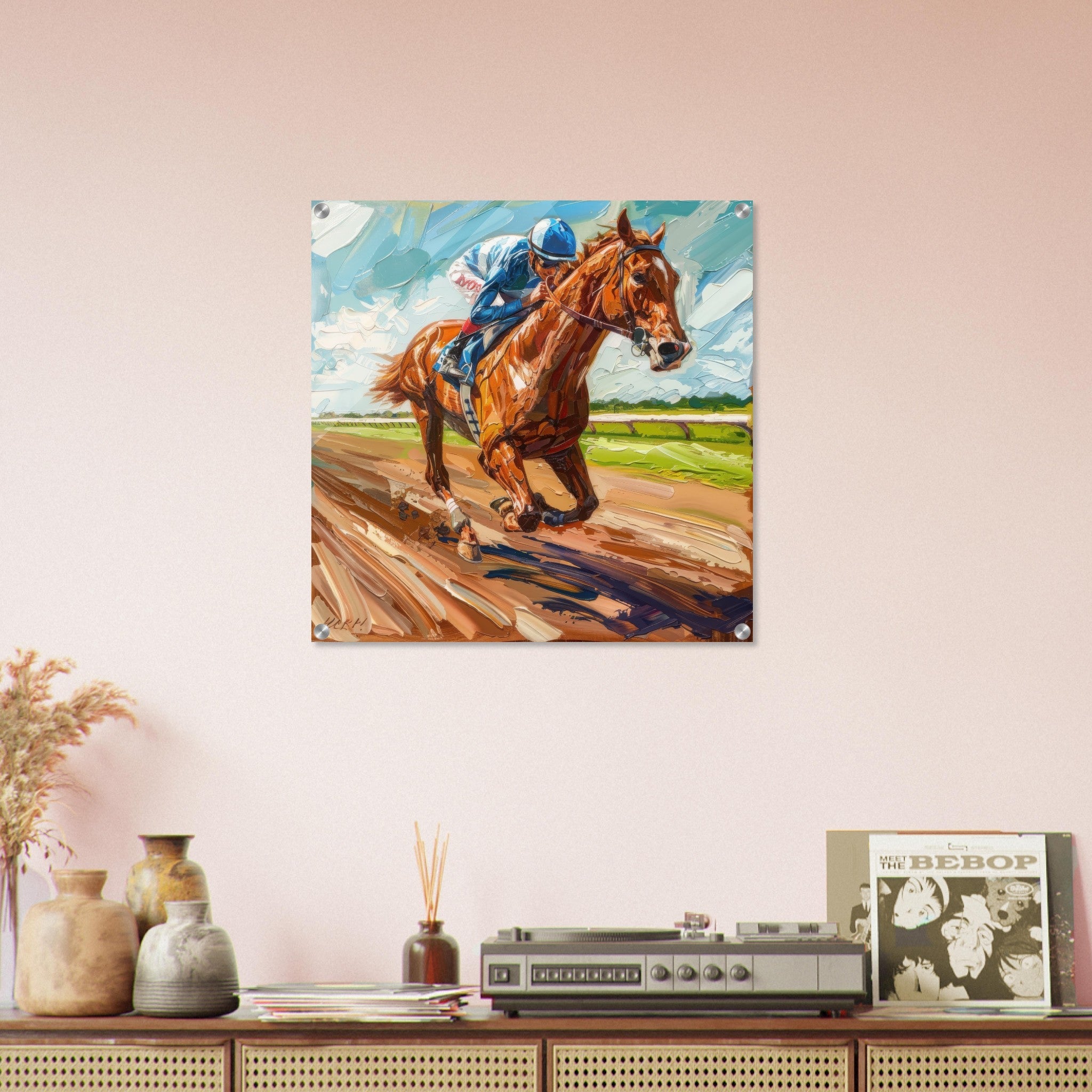 Acrylic Print Square - Horse Racing - Shop Ai Art WebShop - Digital Art online Store