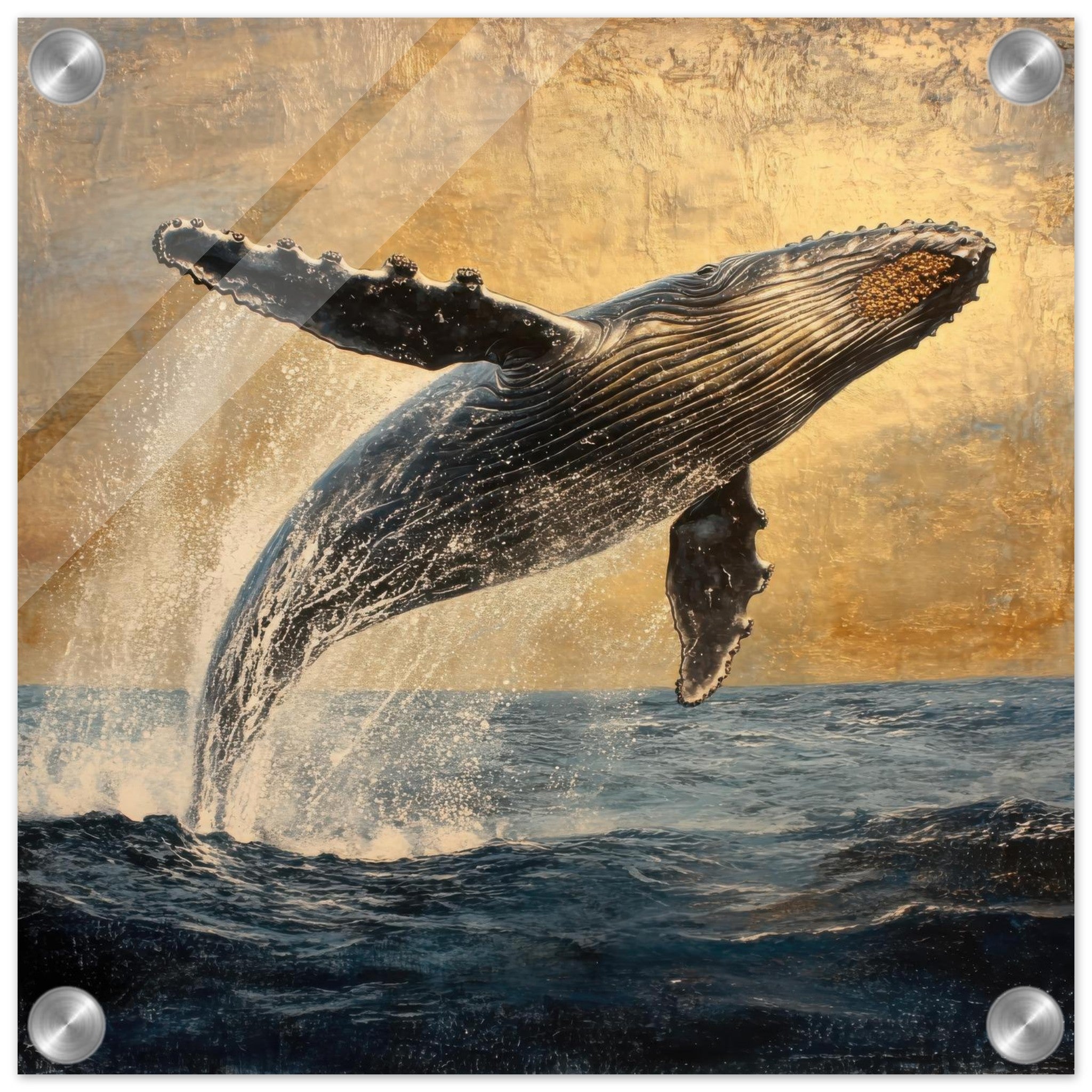 Acrylic Print Square - Humpback Whale Breaching the Ocean - Shop Ai Art WebShop - Digital Art online Store