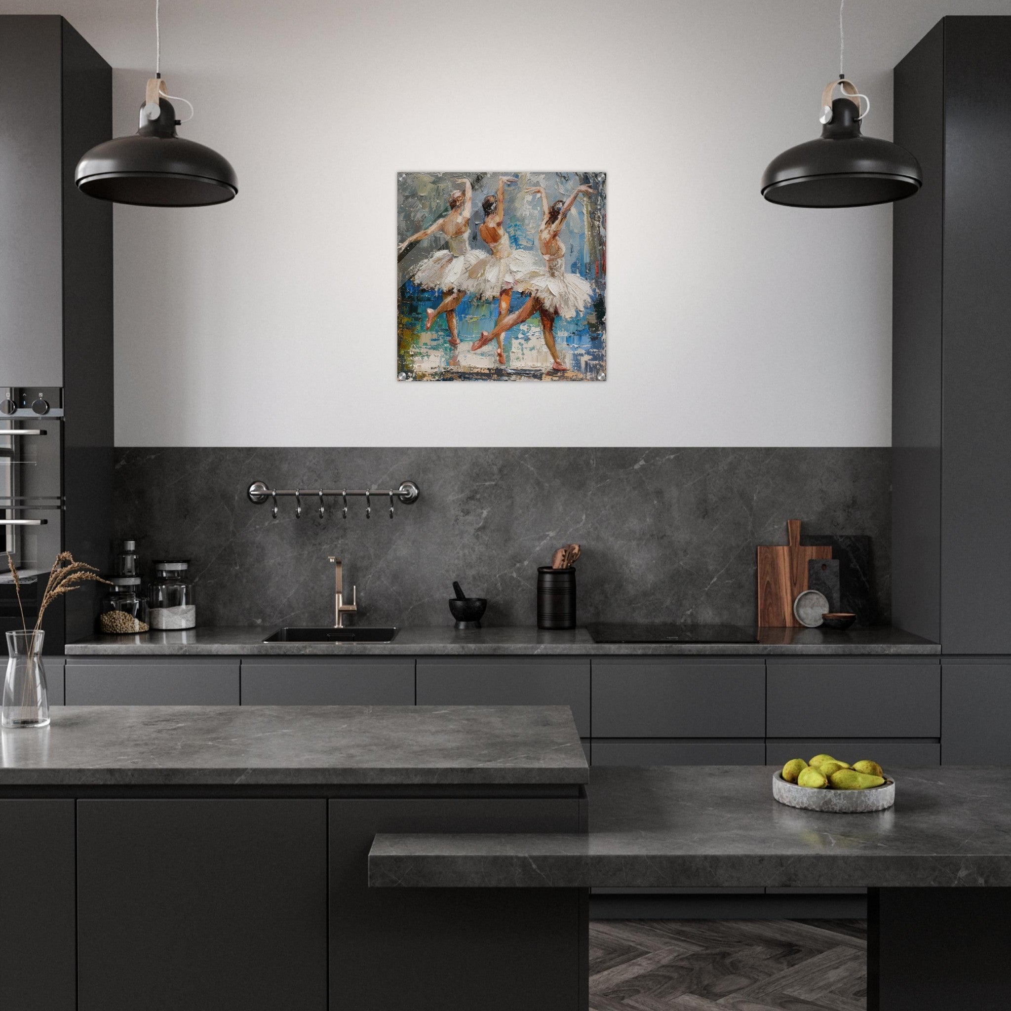 Acrylic Print Square - Impressionism ballet dansers dancing the swan - Shop Ai Art WebShop - Digital Art online Store