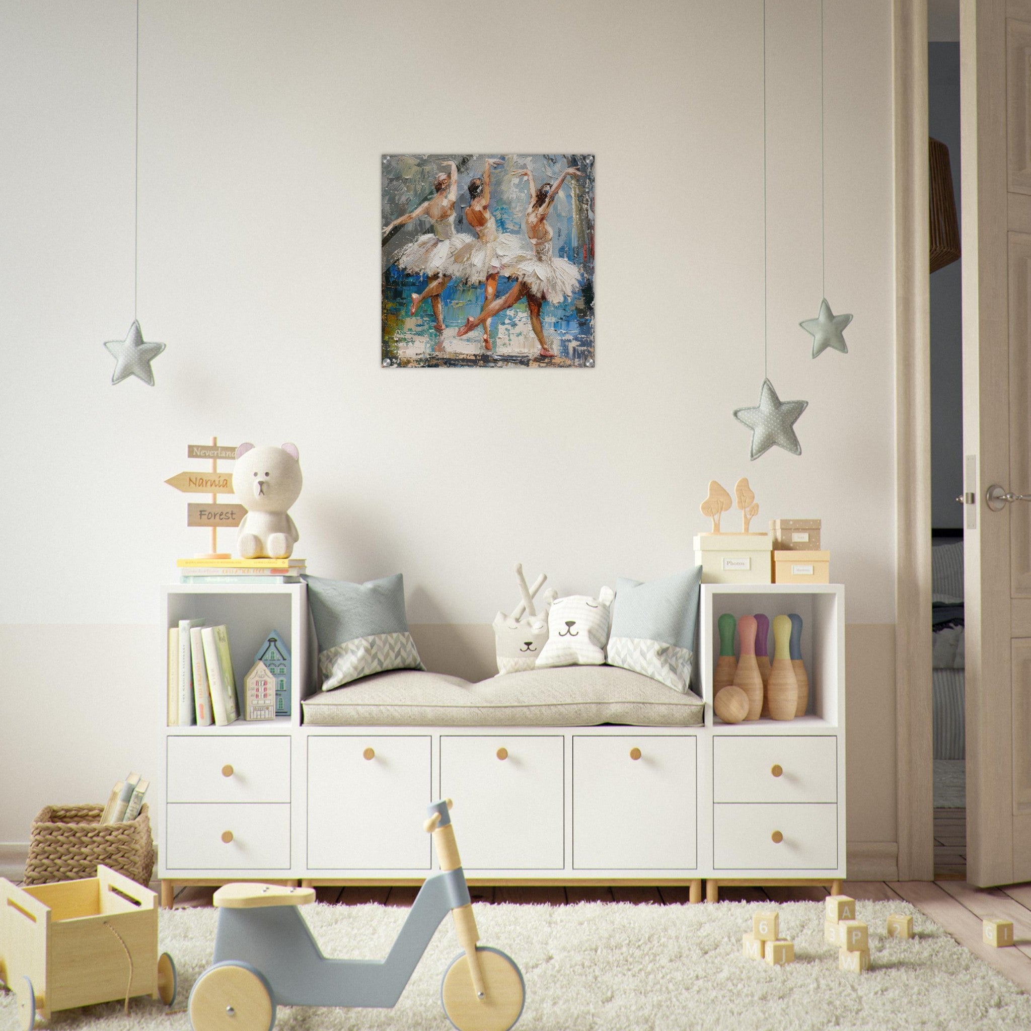 Acrylic Print Square - Impressionism ballet dansers dancing the swan - Shop Ai Art WebShop - Digital Art online Store