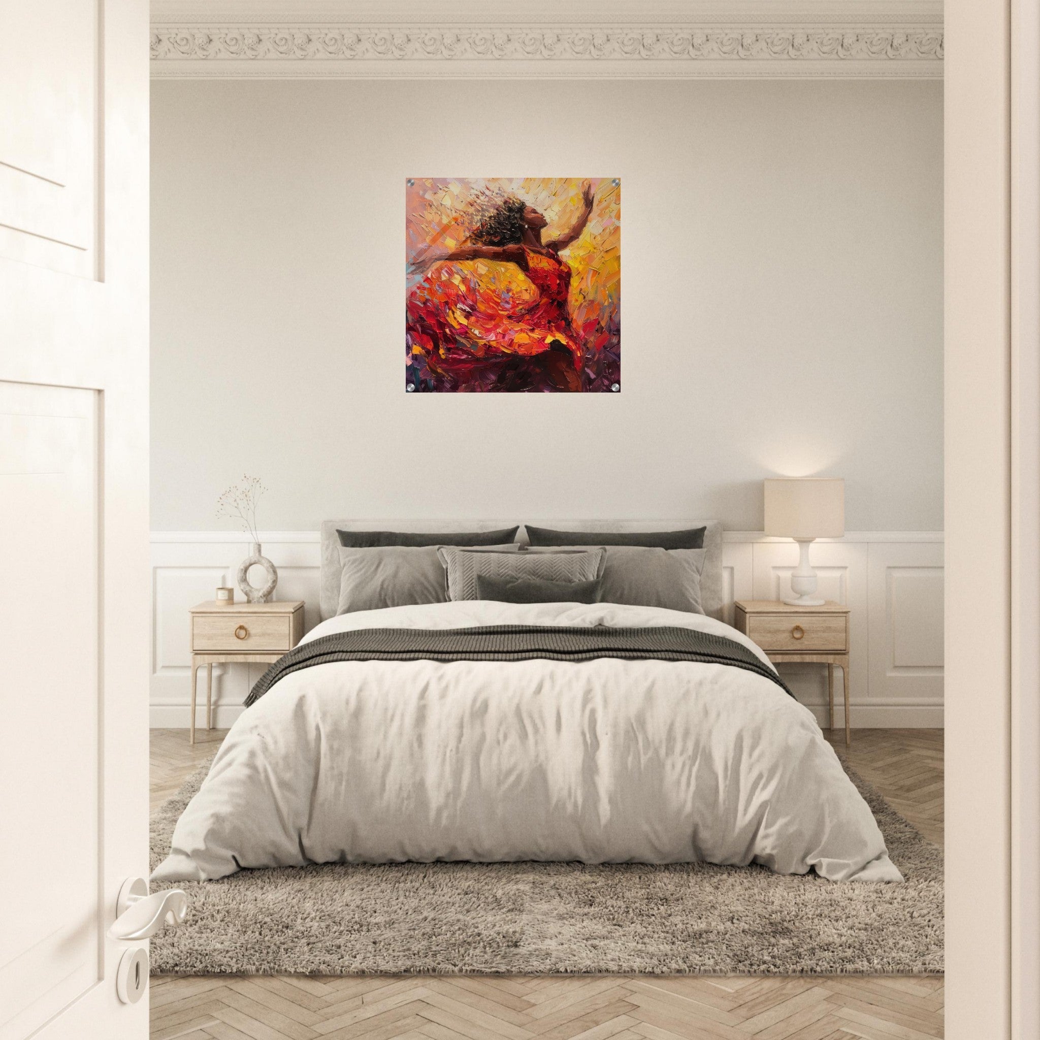 Acrylic Print Square - Impressionism beautiful black woman dancing - Shop Ai Art WebShop - Digital Art online Store