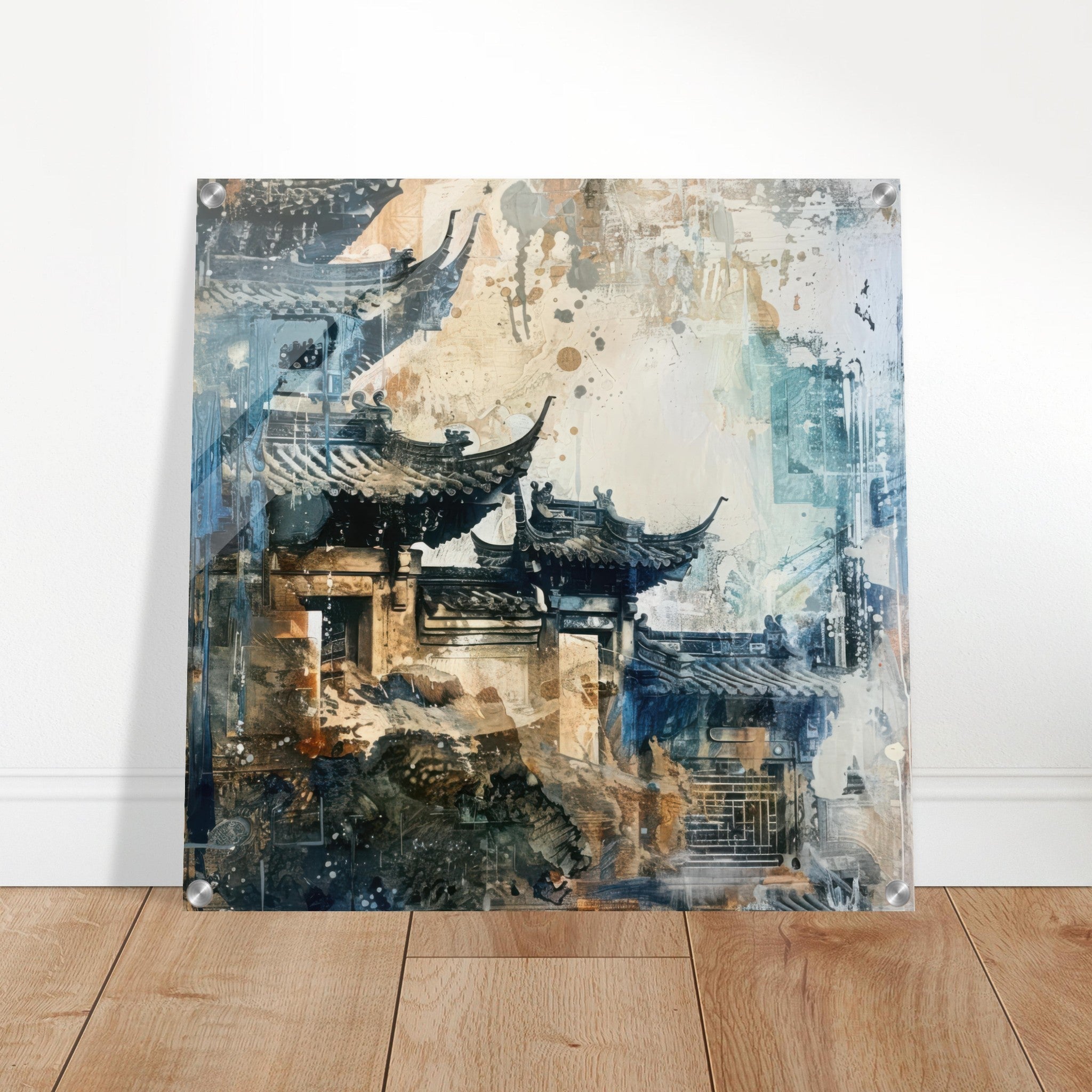 Acrylic Print Square - Old culture of China in abstract style 5 - Shop Ai Art WebShop - Digital Art online Store