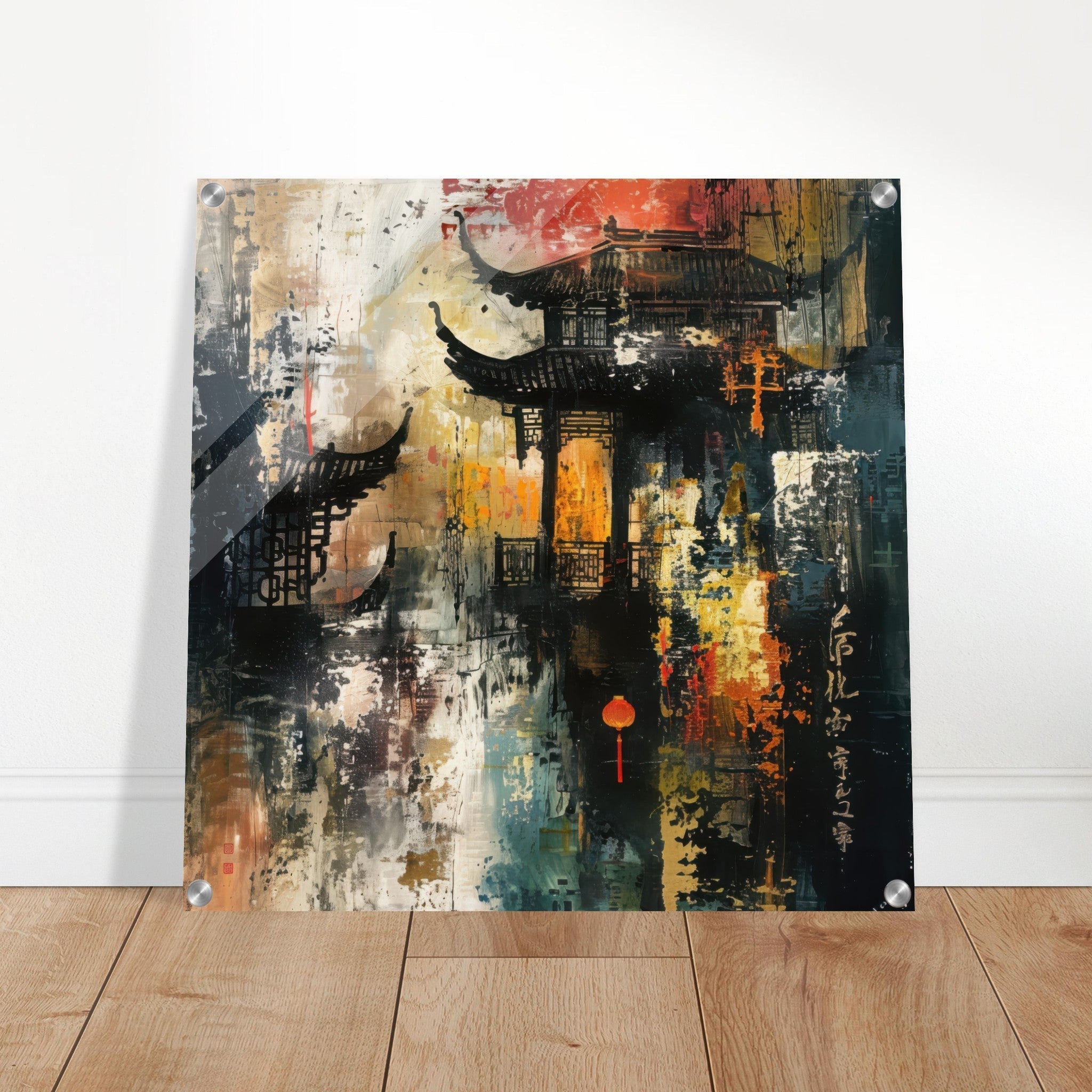 Acrylic Print Square - Old culture of China in abstract style - Shop Ai Art WebShop - Digital Art online Store