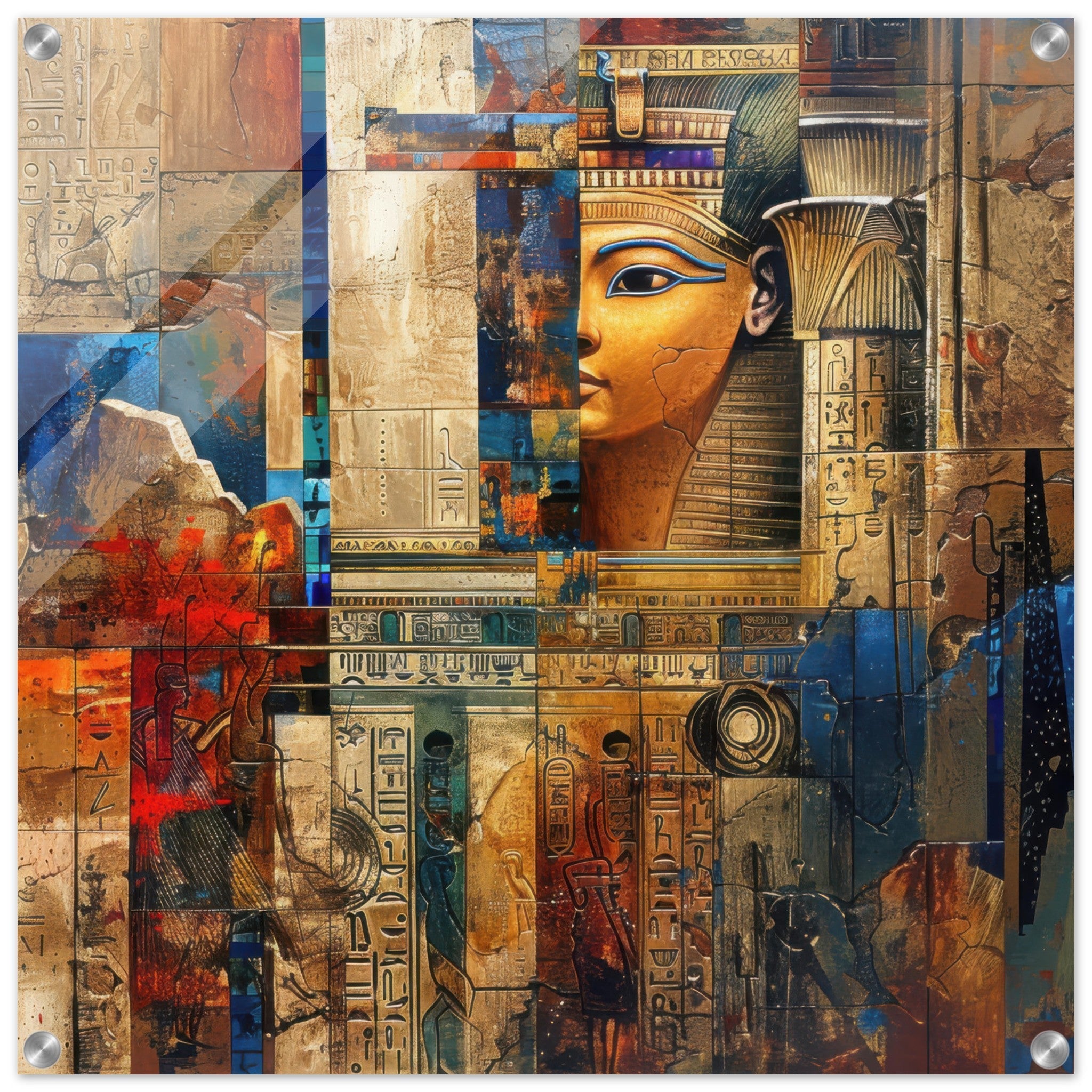 Acrylic Print Square - Old culture of Egypt in abstract style - Shop Ai Art WebShop - Digital Art online Store