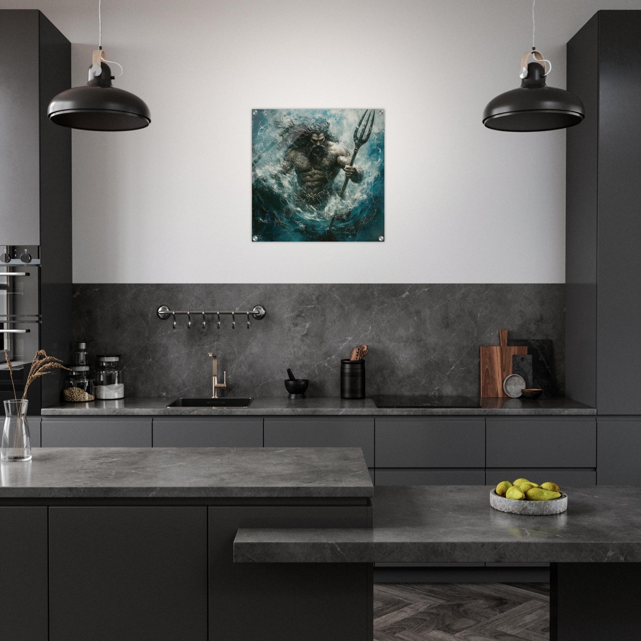 Acrylic Print Square - Poseidon Commanding the Seas - Shop Ai Art WebShop - Digital Art online Store