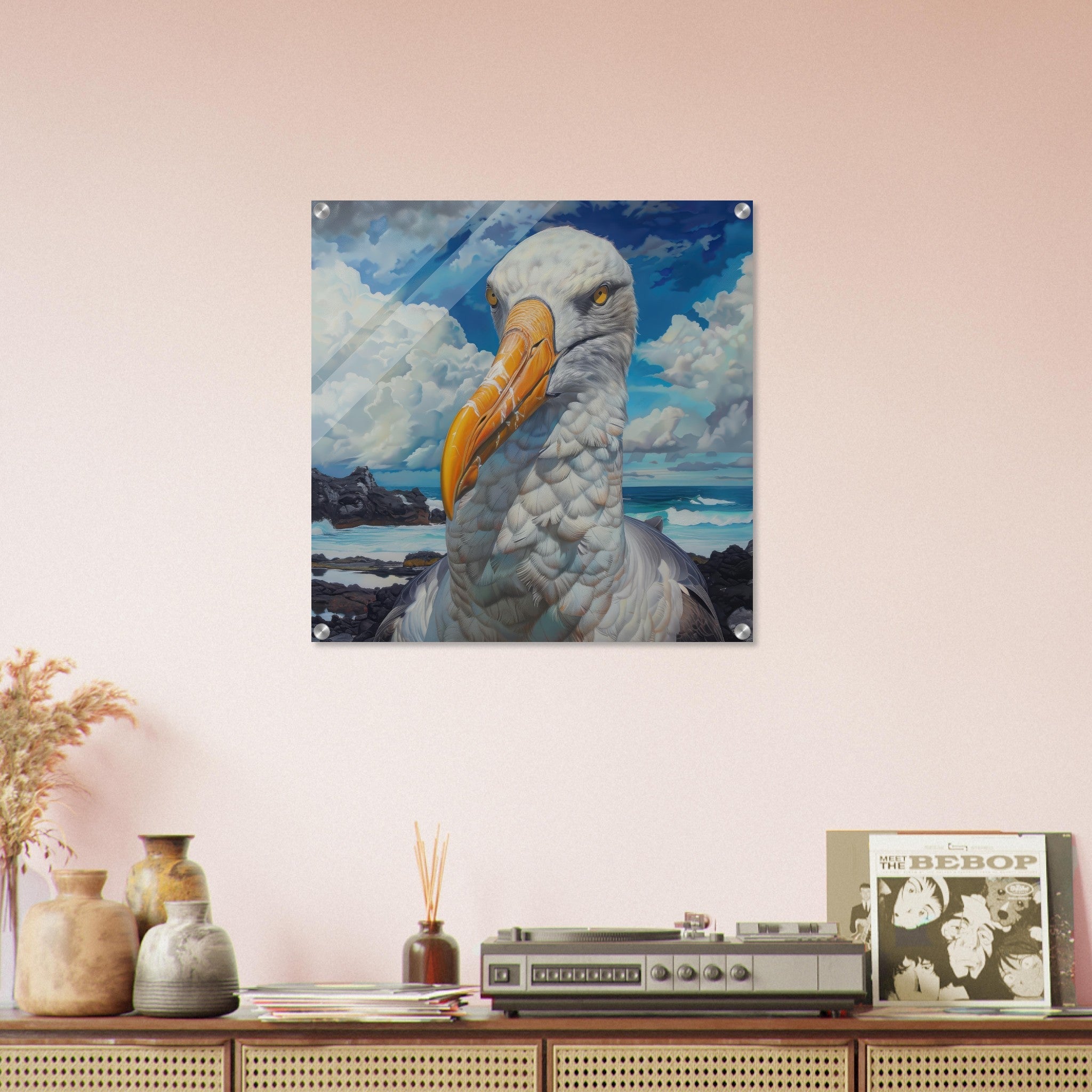 Acrylic Print Square - Rough Nature Galapagos Albatros 2 - Shop Ai Art WebShop - Digital Art online Store