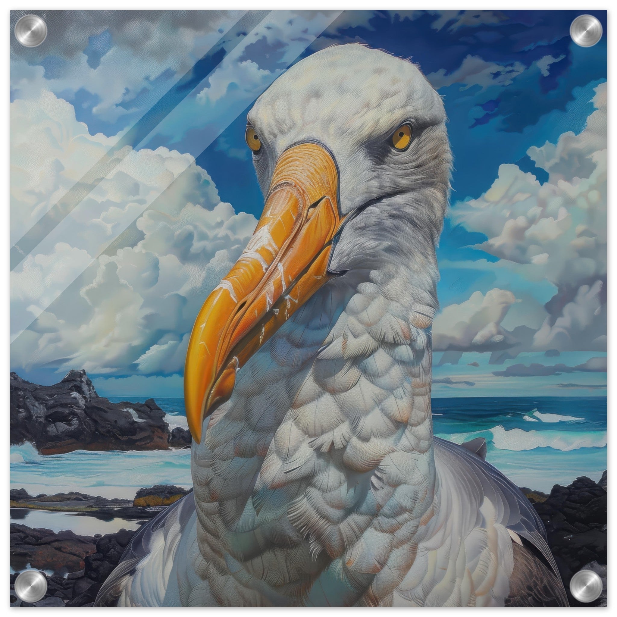 Acrylic Print Square - Rough Nature Galapagos Albatros 2 - Shop Ai Art WebShop - Digital Art online Store