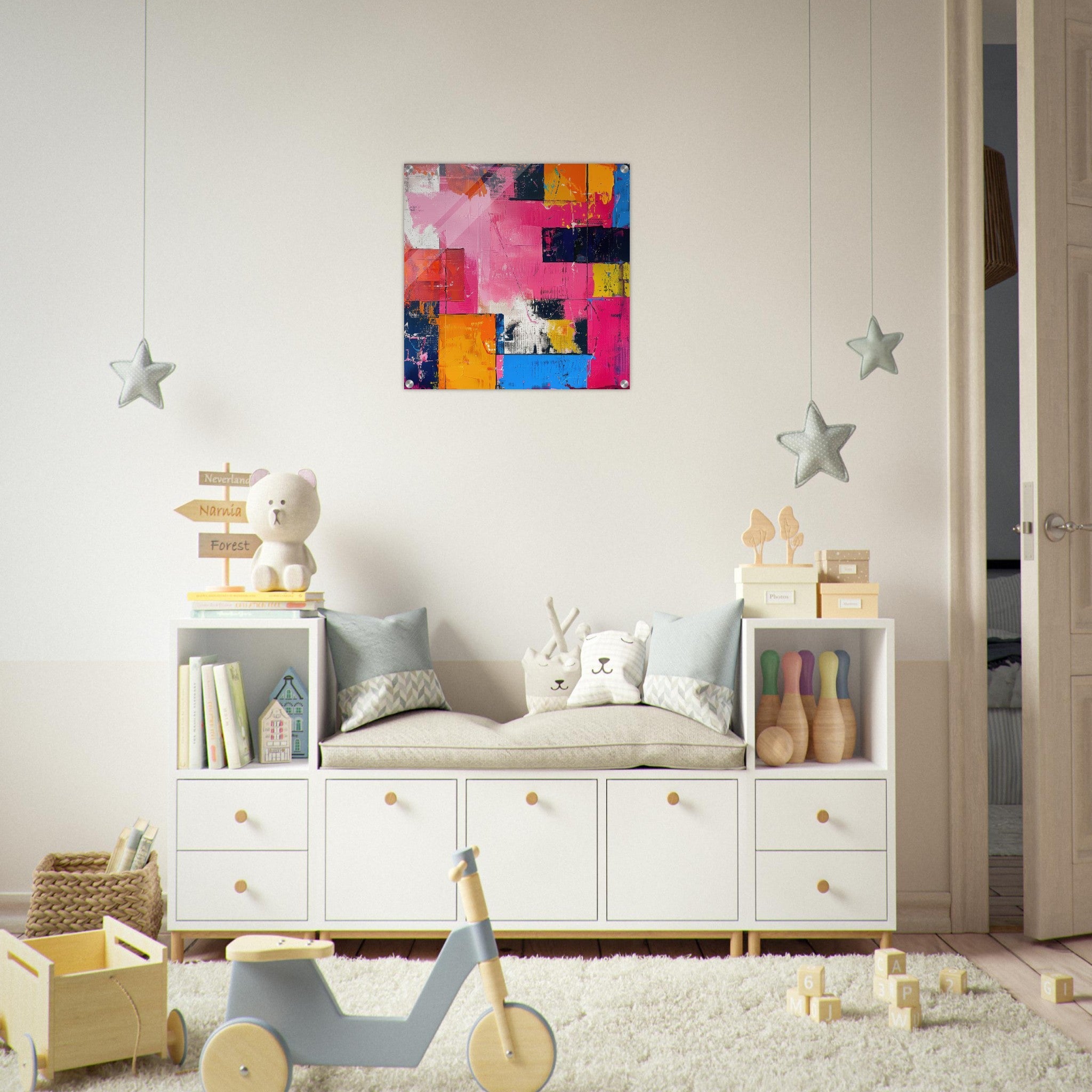 Acrylic Print Square - Swedish popart in abstract style 5 - Shop Ai Art WebShop - Digital Art online Store