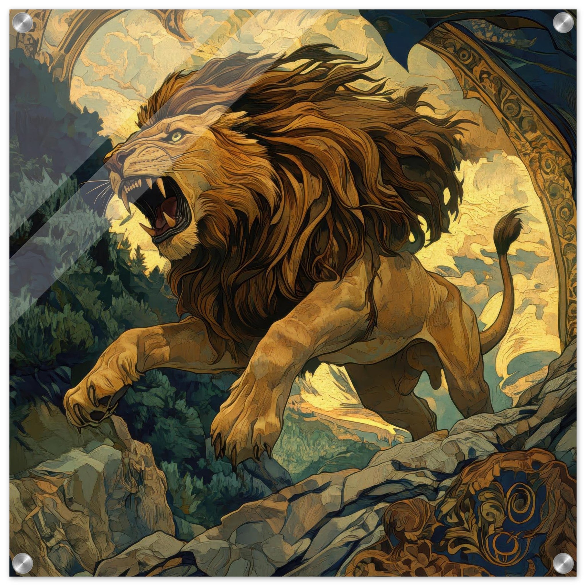 Acrylic Print Square - The Nemean Lion - Ai Art Force