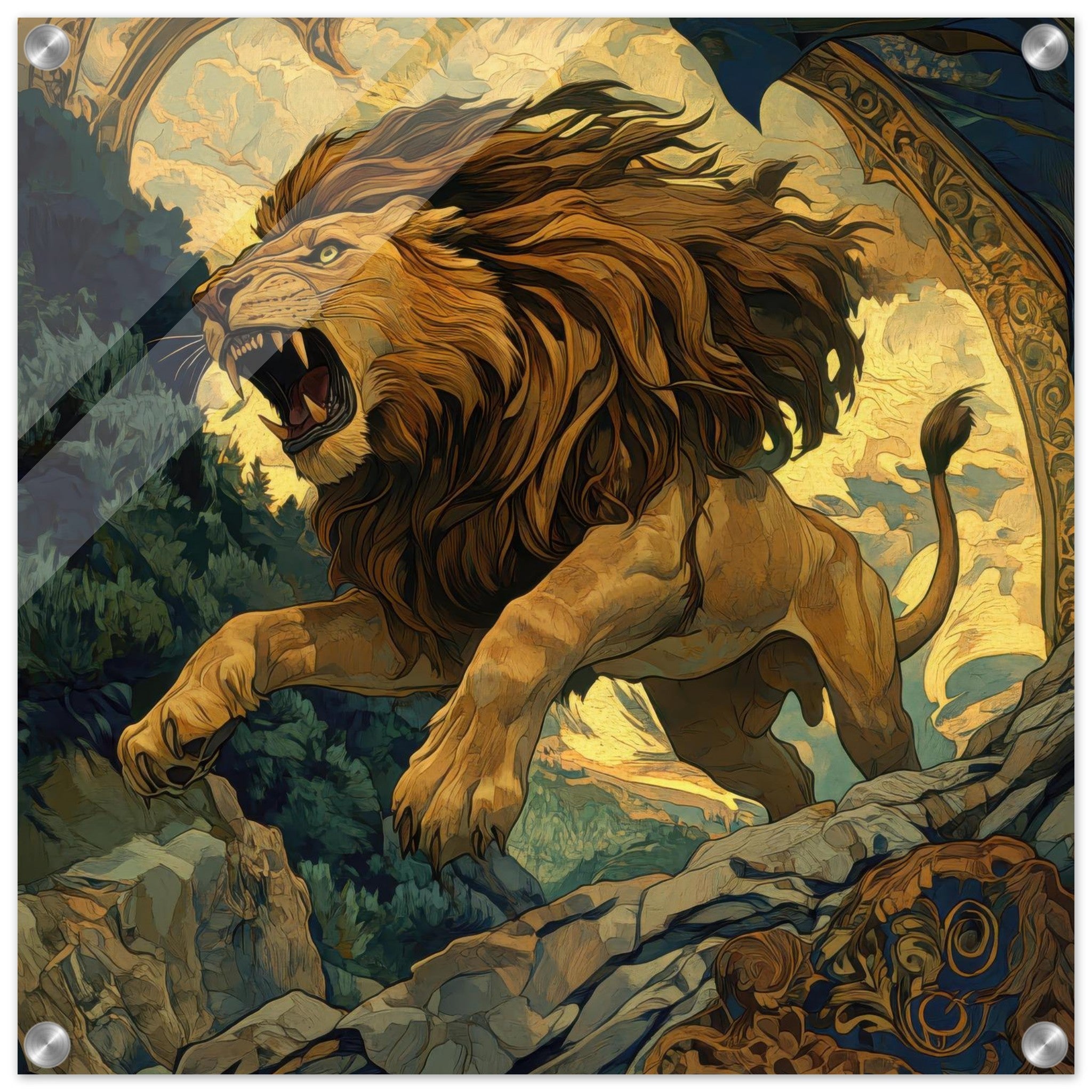 Acrylic Print Square - The Nemean Lion - Ai Art Force