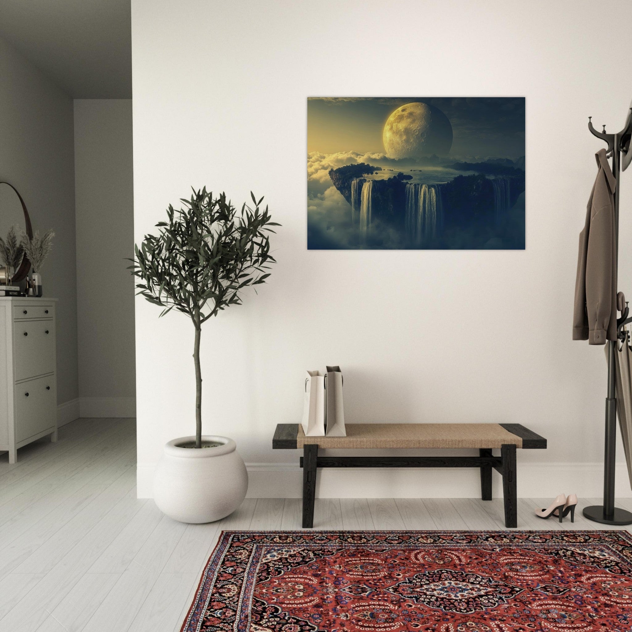 Aluminum Print Landscape - A vast dreamscape with levitating islands a mass 2 - Ai Art Force