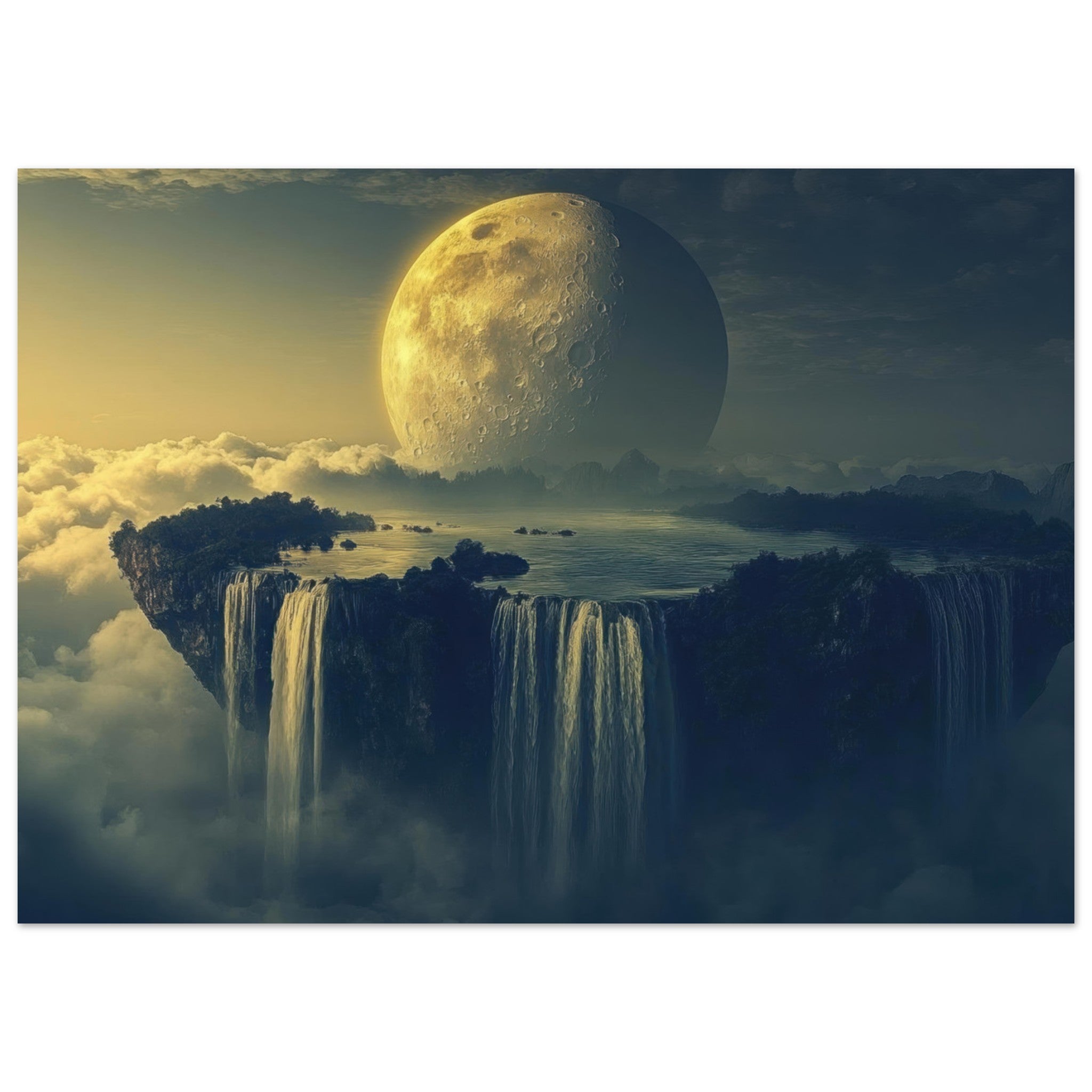 Aluminum Print Landscape - A vast dreamscape with levitating islands a mass 2 - Ai Art Force