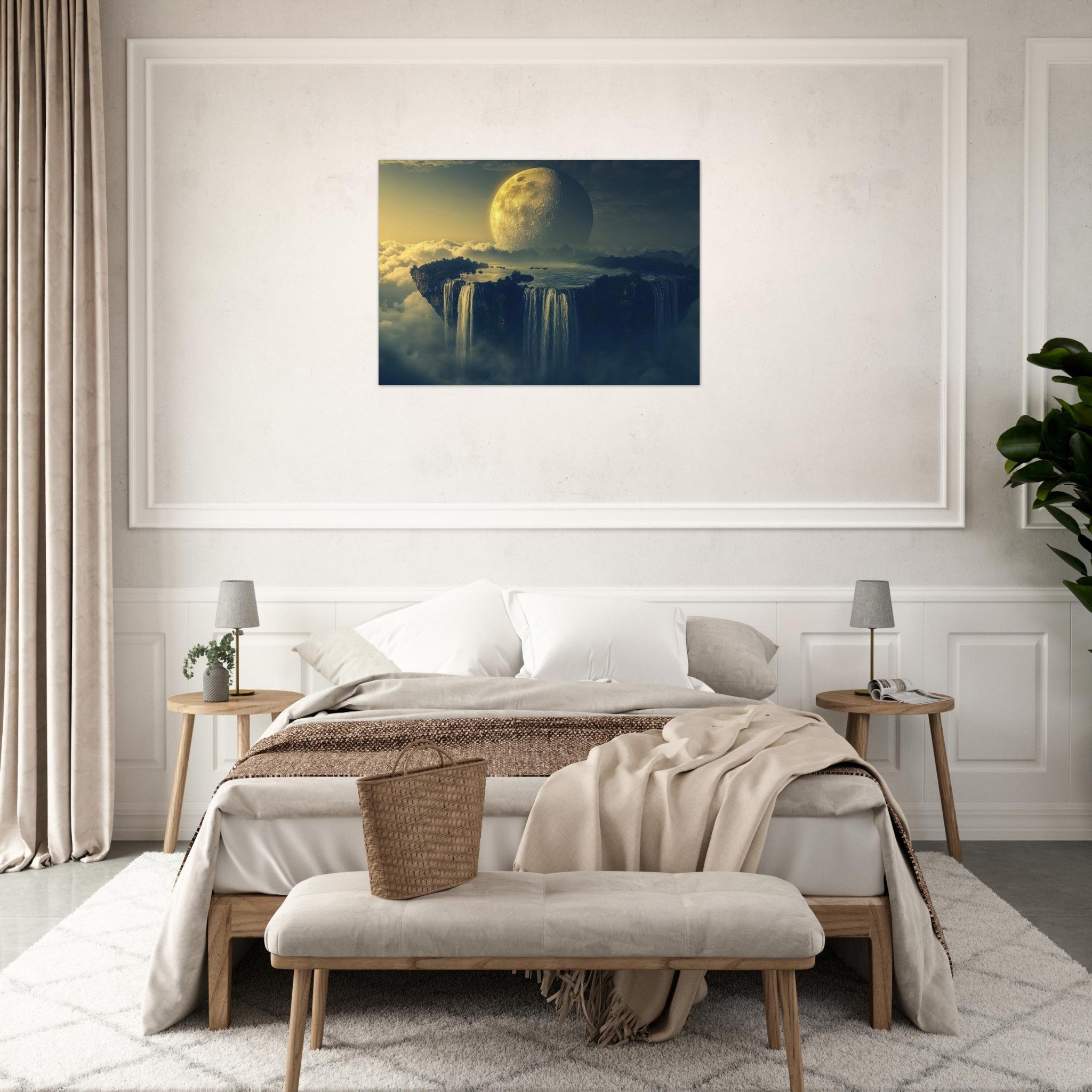 Aluminum Print Landscape - A vast dreamscape with levitating islands a mass 2 - Ai Art Force