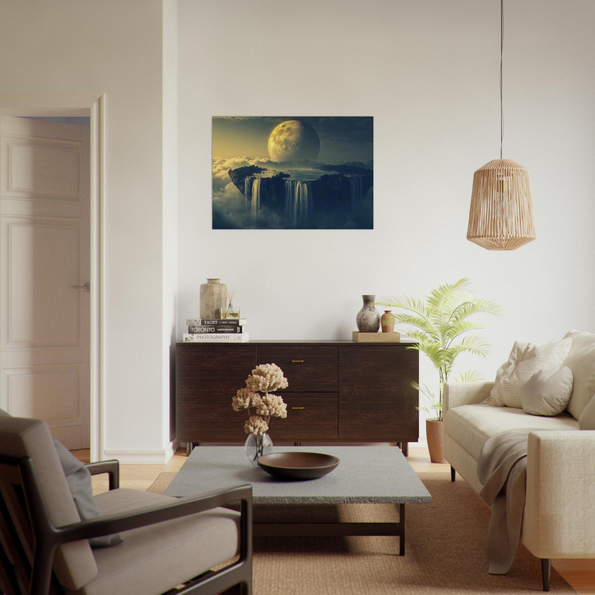 Aluminum Print Landscape - A vast dreamscape with levitating islands a mass 2 - Ai Art Force