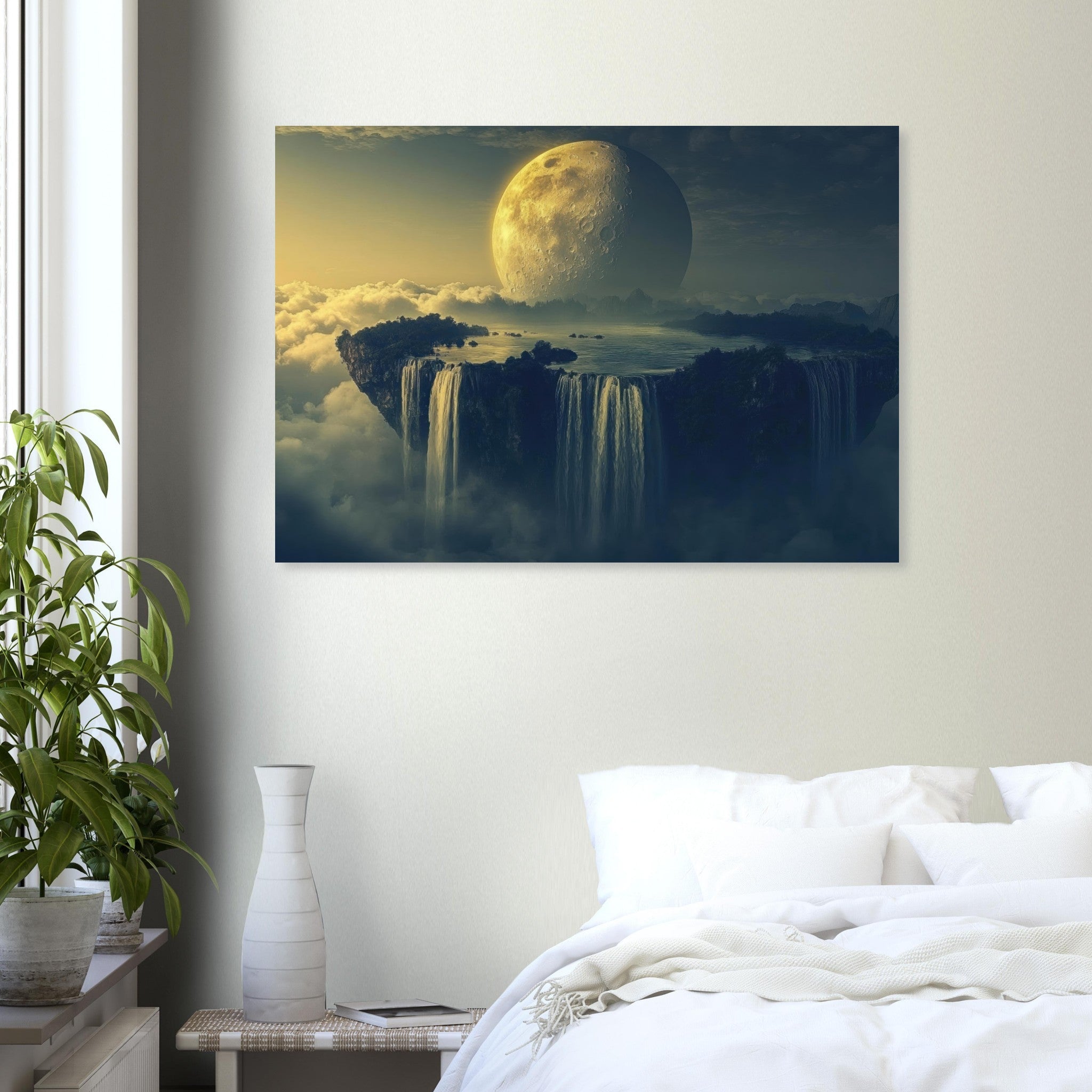 Aluminum Print Landscape - A vast dreamscape with levitating islands a mass 2 - Ai Art Force