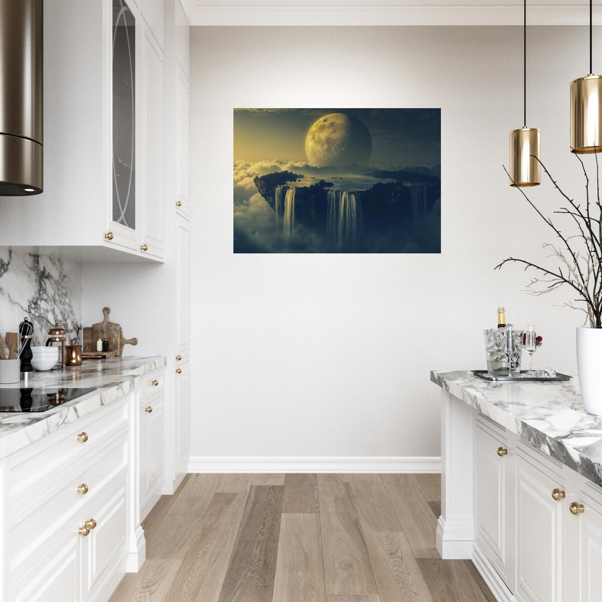 Aluminum Print Landscape - A vast dreamscape with levitating islands a mass 2 - Ai Art Force