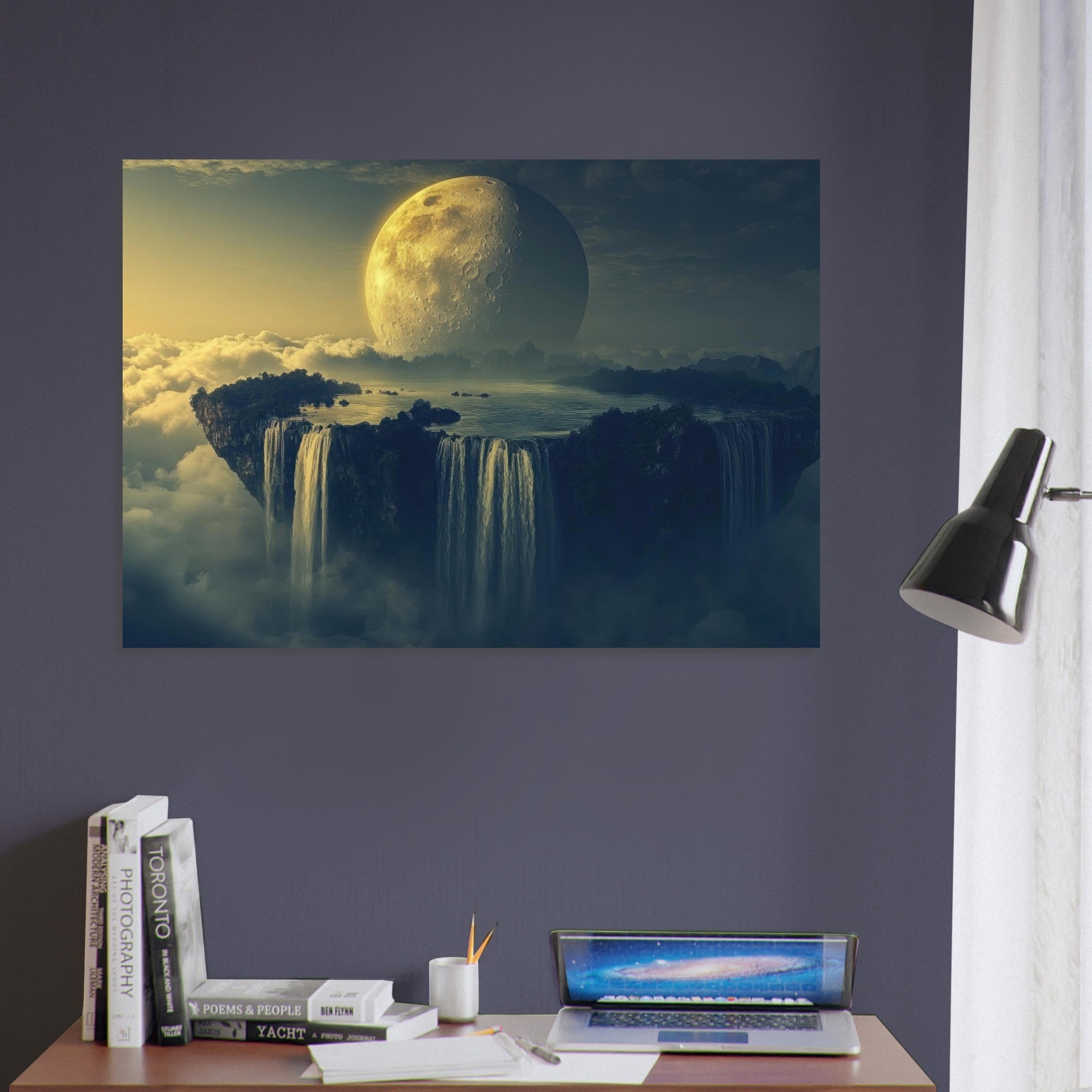 Aluminum Print Landscape - A vast dreamscape with levitating islands a mass 2 - Ai Art Force
