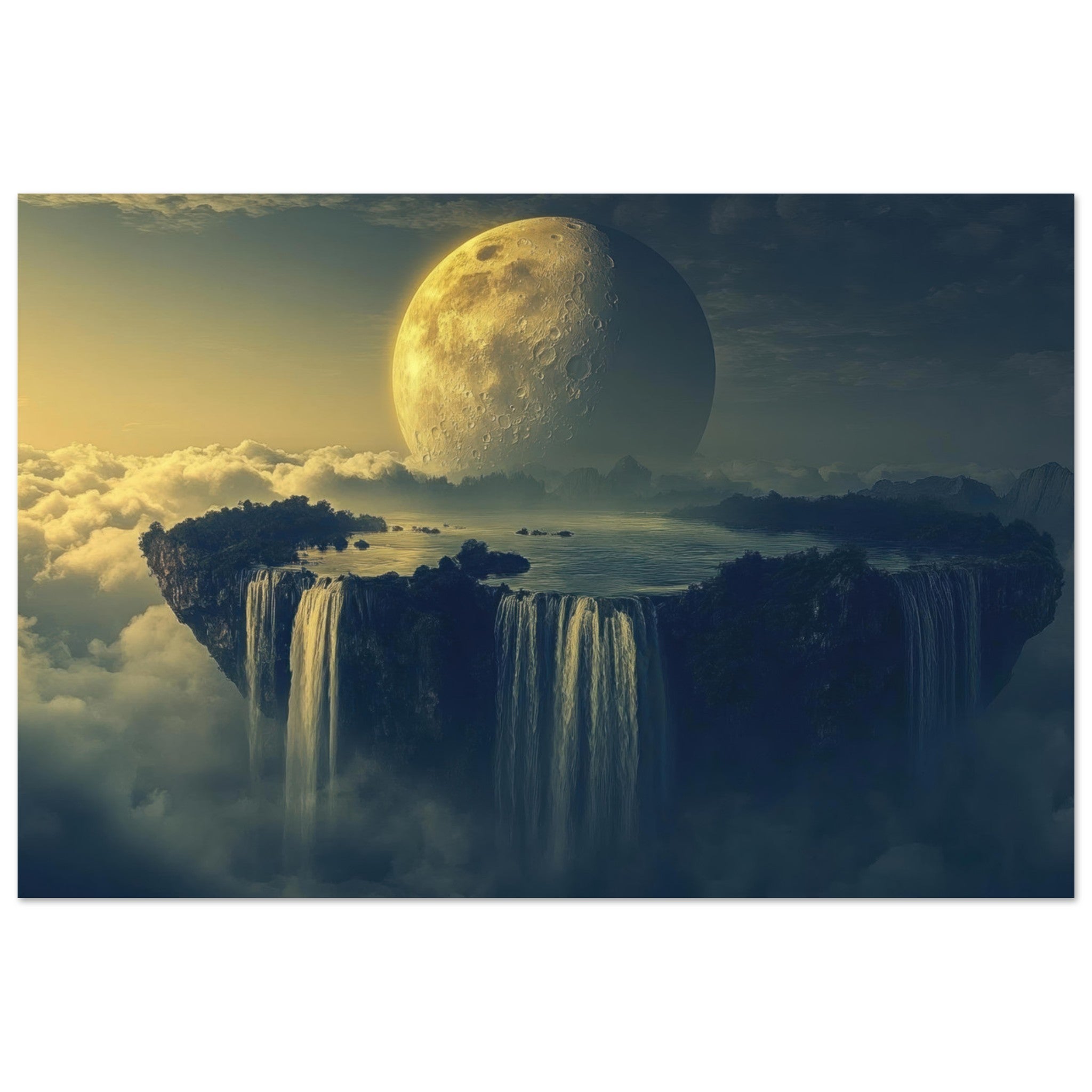 Aluminum Print Landscape - A vast dreamscape with levitating islands a mass 2 - Ai Art Force