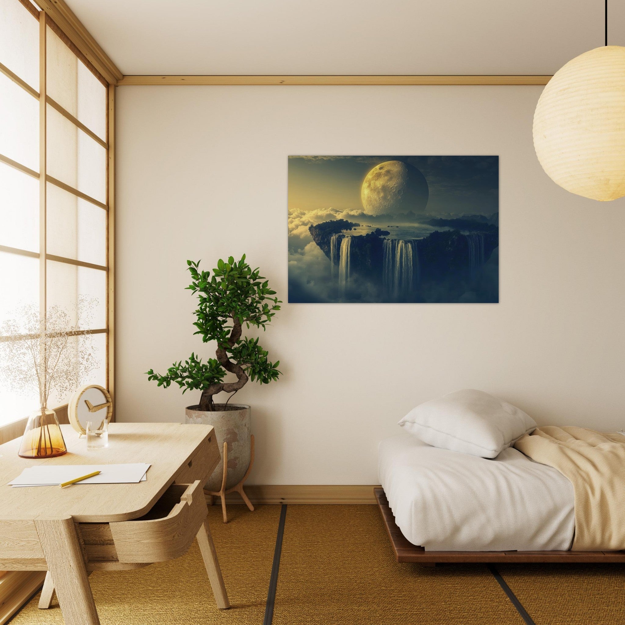 Aluminum Print Landscape - A vast dreamscape with levitating islands a mass 2 - Ai Art Force