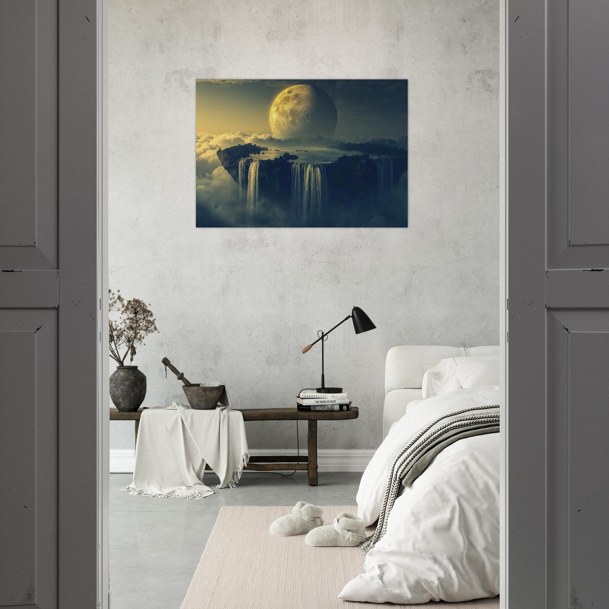 Aluminum Print Landscape - A vast dreamscape with levitating islands a mass 2 - Ai Art Force