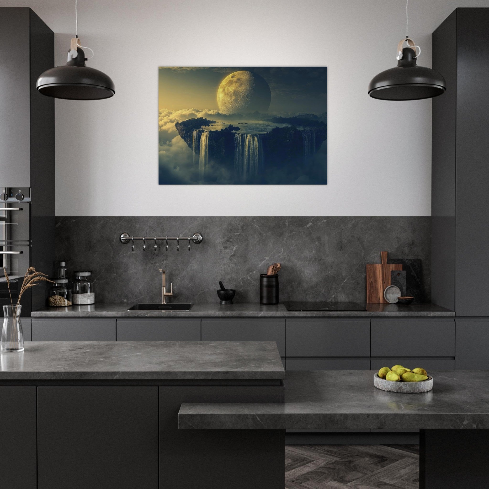 Aluminum Print Landscape - A vast dreamscape with levitating islands a mass 2 - Ai Art Force