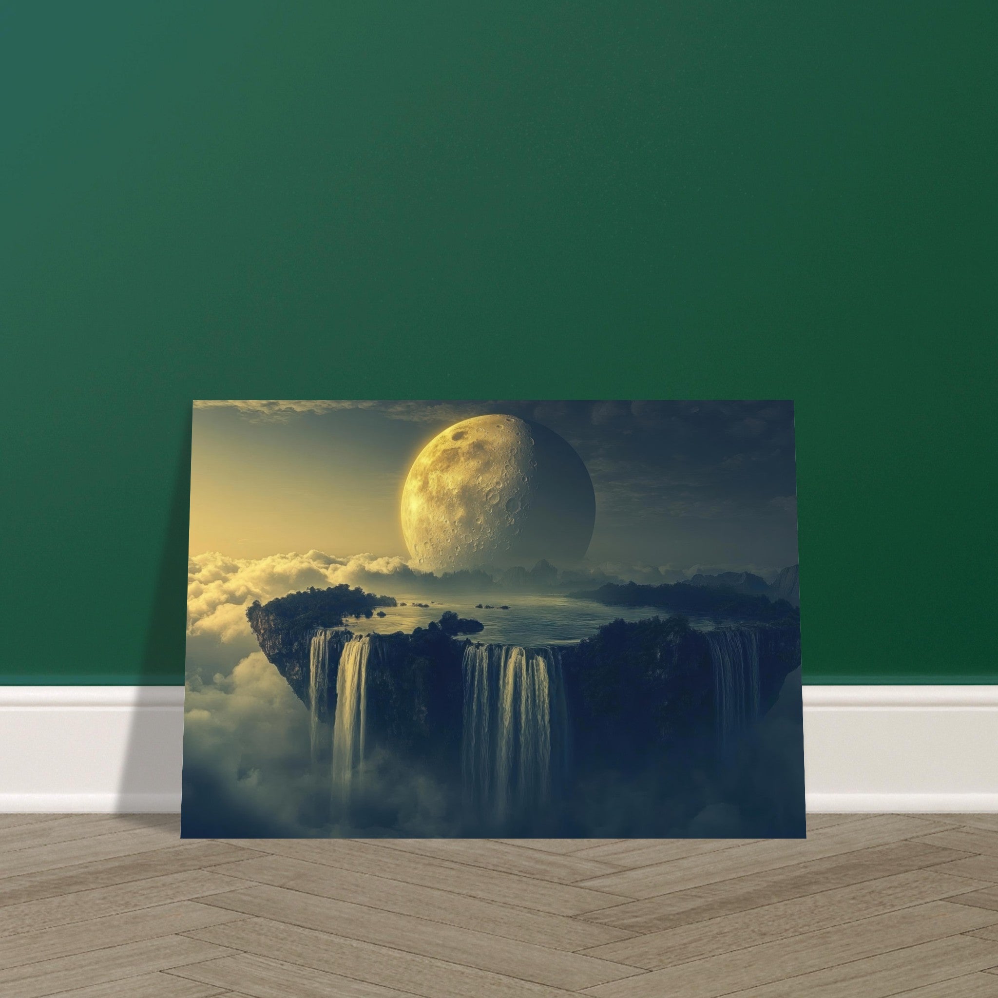 Aluminum Print Landscape - A vast dreamscape with levitating islands a mass 2 - Ai Art Force
