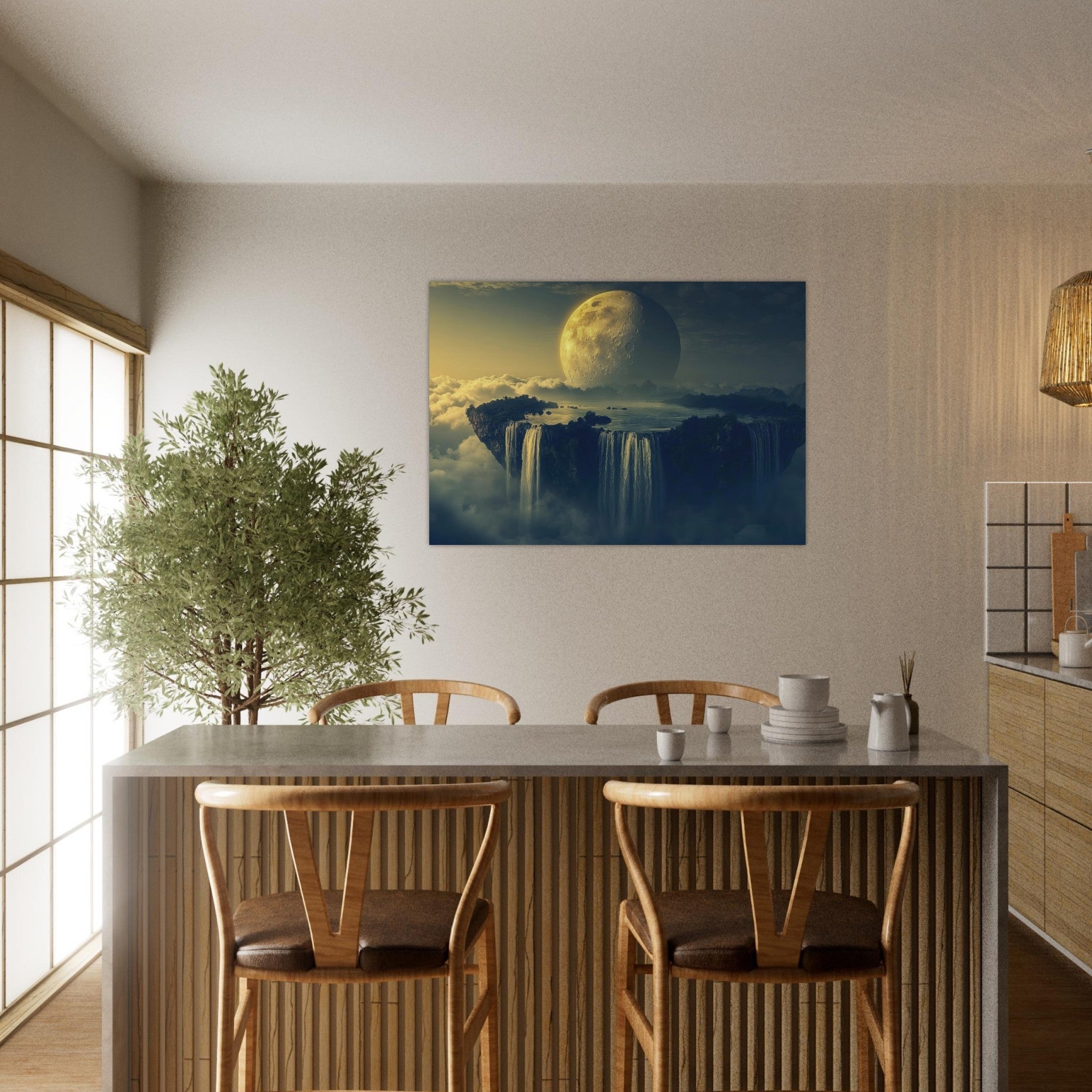 Aluminum Print Landscape - A vast dreamscape with levitating islands a mass 2 - Ai Art Force
