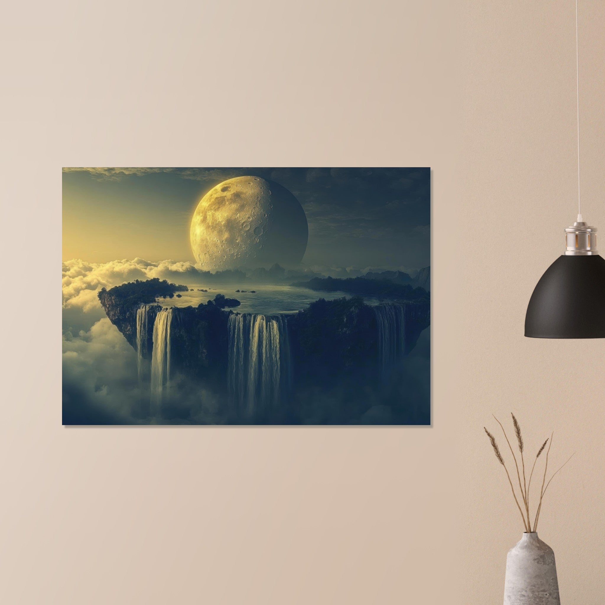 Aluminum Print Landscape - A vast dreamscape with levitating islands a mass 2 - Ai Art Force
