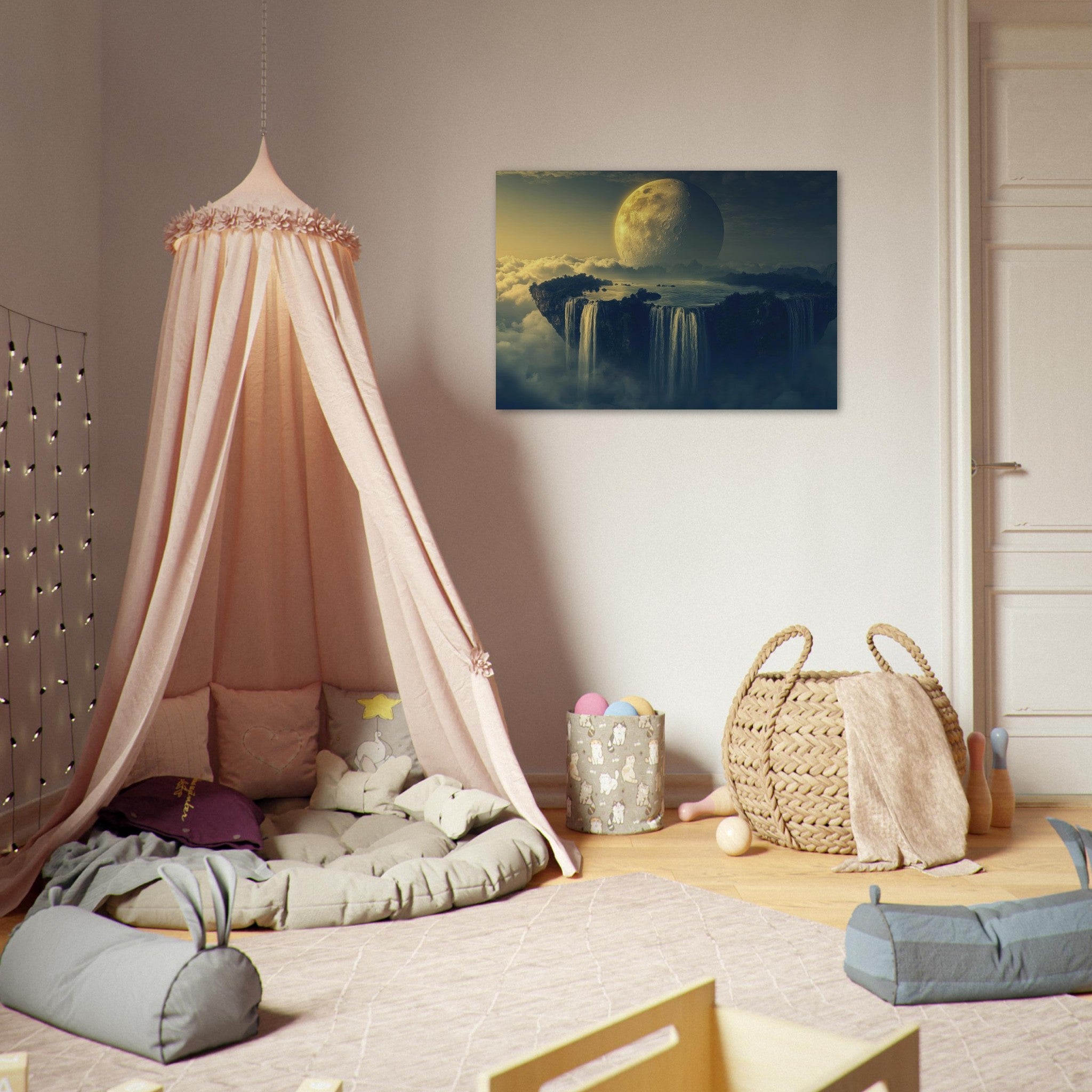 Aluminum Print Landscape - A vast dreamscape with levitating islands a mass 2 - Ai Art Force