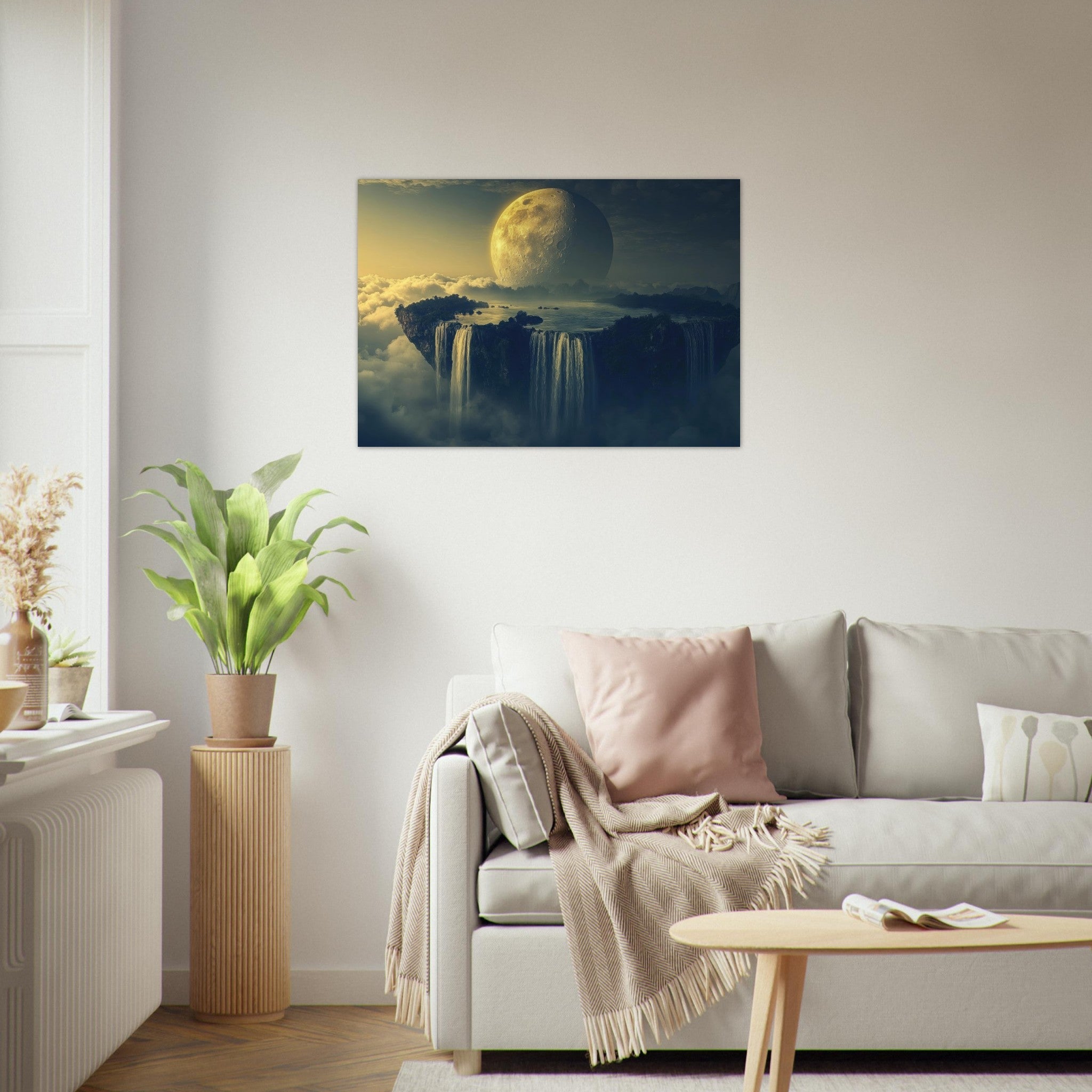 Aluminum Print Landscape - A vast dreamscape with levitating islands a mass 2 - Ai Art Force