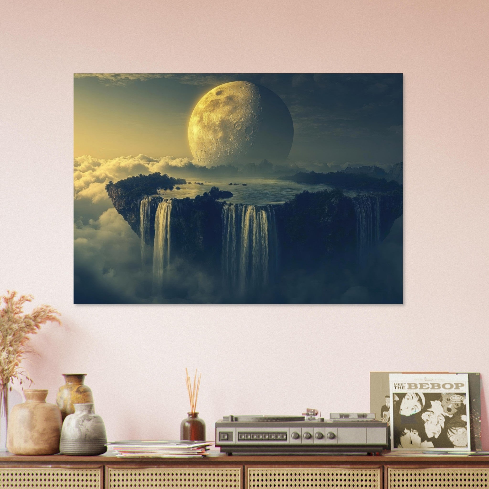 Aluminum Print Landscape - A vast dreamscape with levitating islands a mass 2 - Ai Art Force