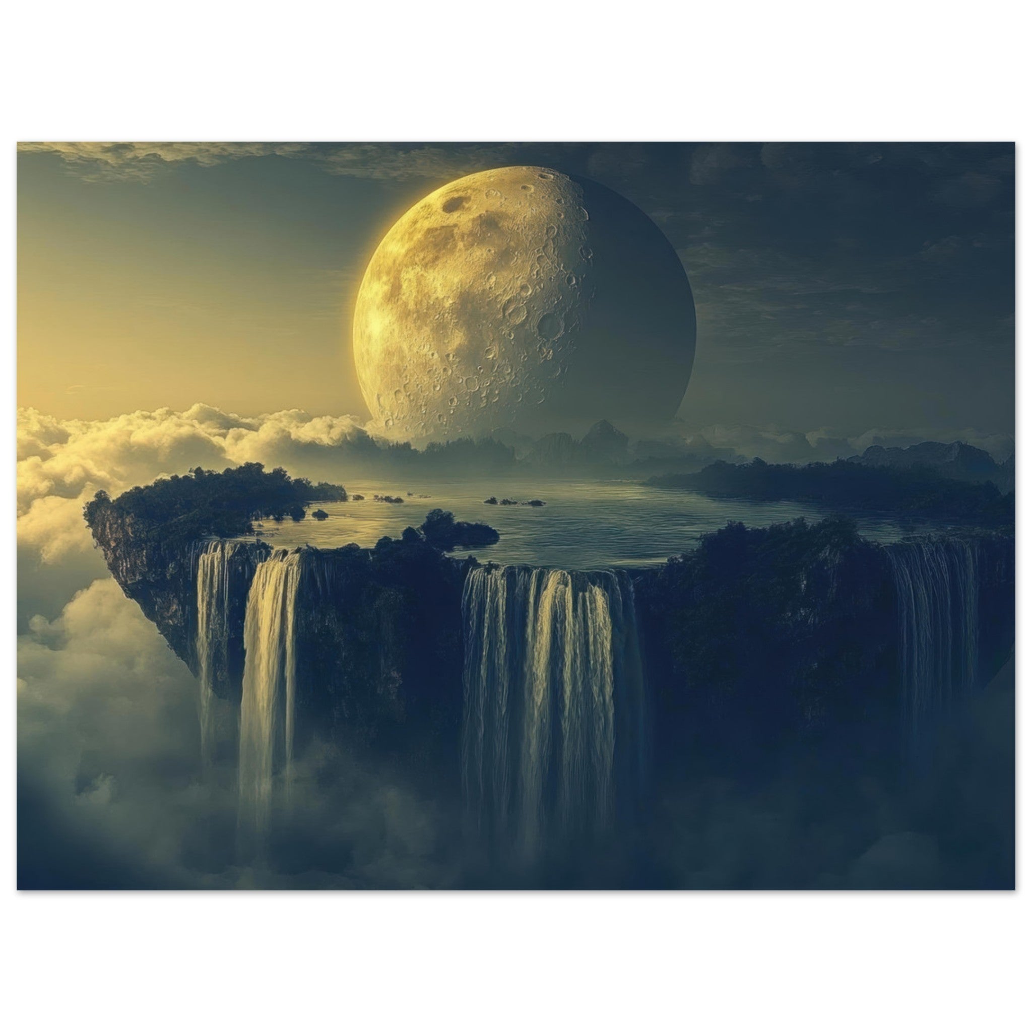 Aluminum Print Landscape - A vast dreamscape with levitating islands a mass 2 - Ai Art Force