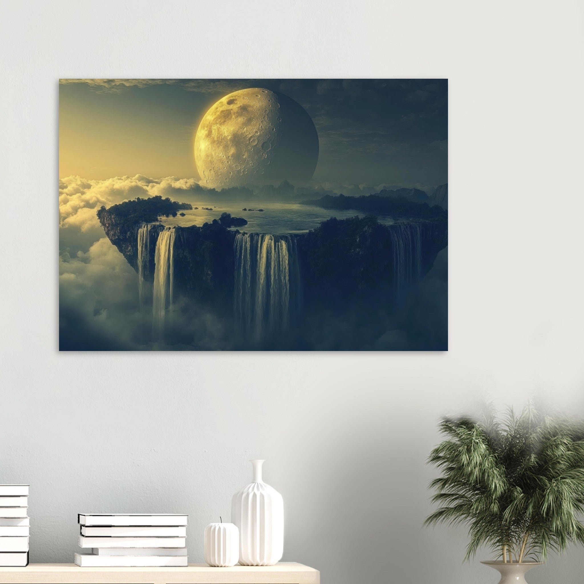 Aluminum Print Landscape - A vast dreamscape with levitating islands a mass 2 - Ai Art Force