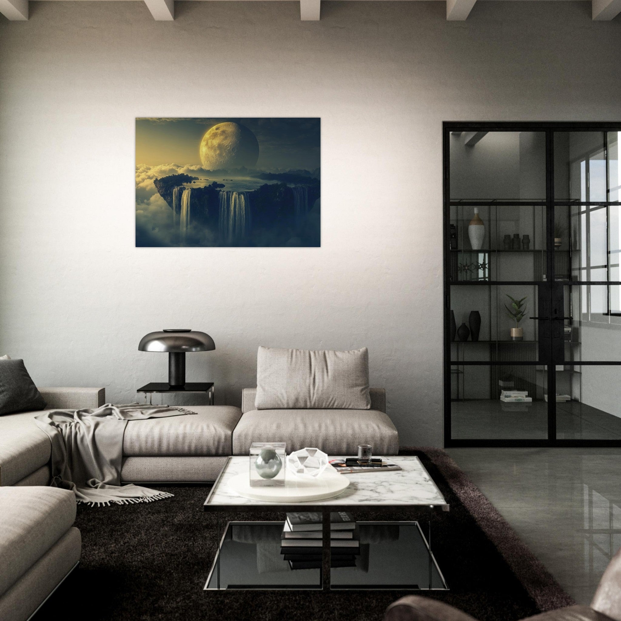 Aluminum Print Landscape - A vast dreamscape with levitating islands a mass 2 - Ai Art Force