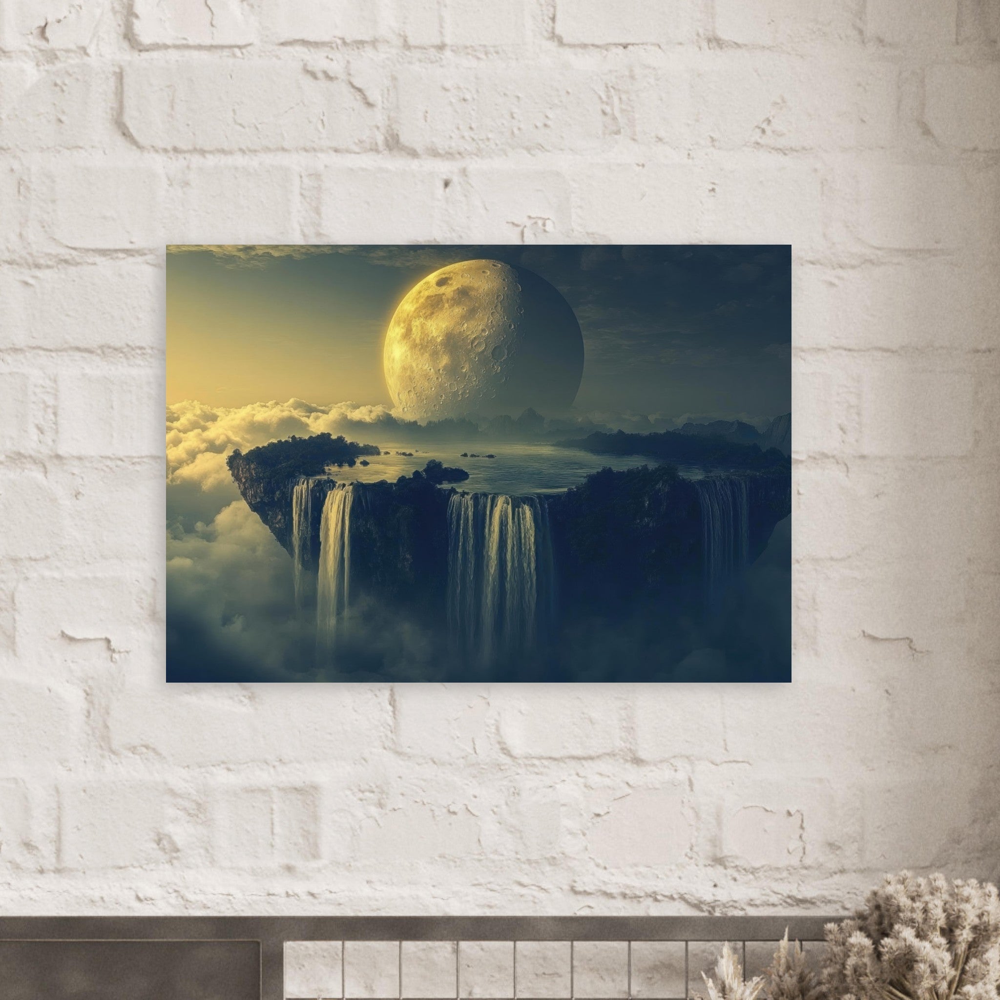 Aluminum Print Landscape - A vast dreamscape with levitating islands a mass 2 - Ai Art Force