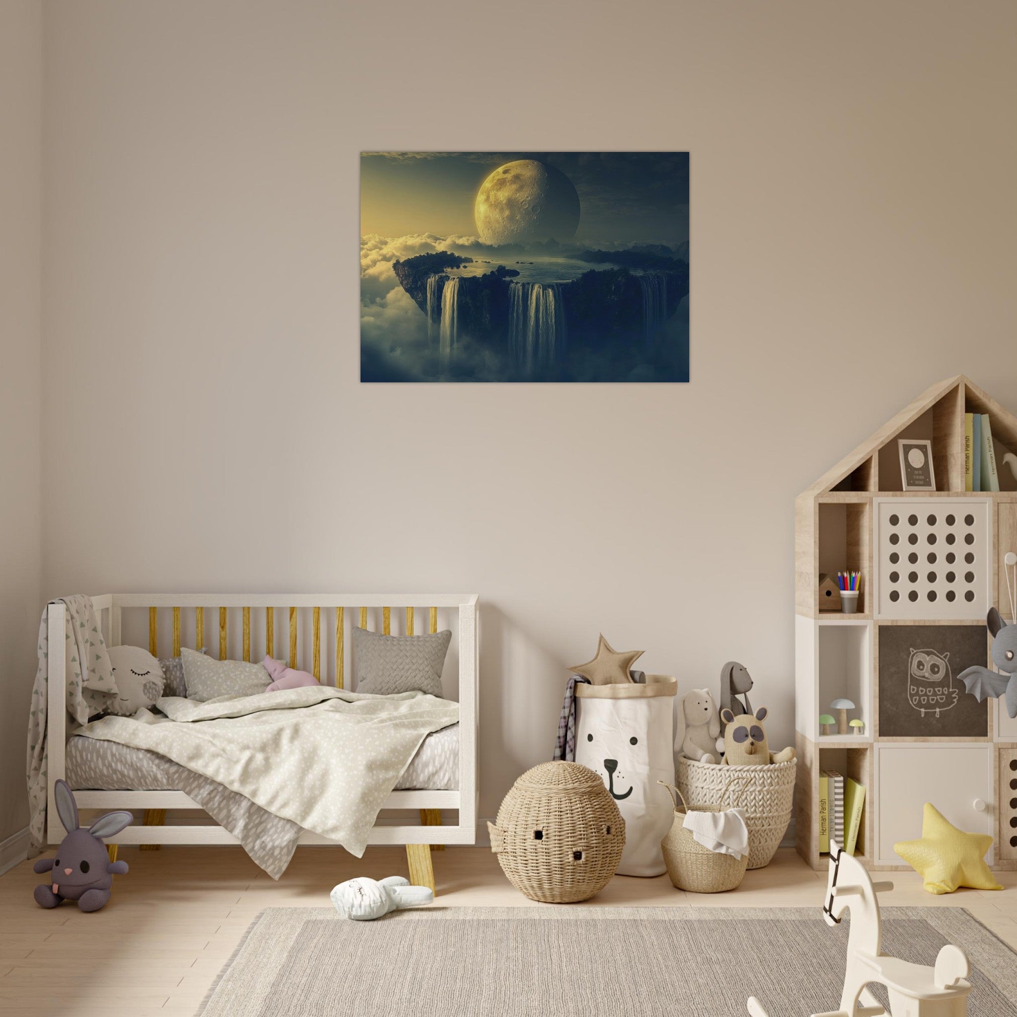 Aluminum Print Landscape - A vast dreamscape with levitating islands a mass 2 - Ai Art Force