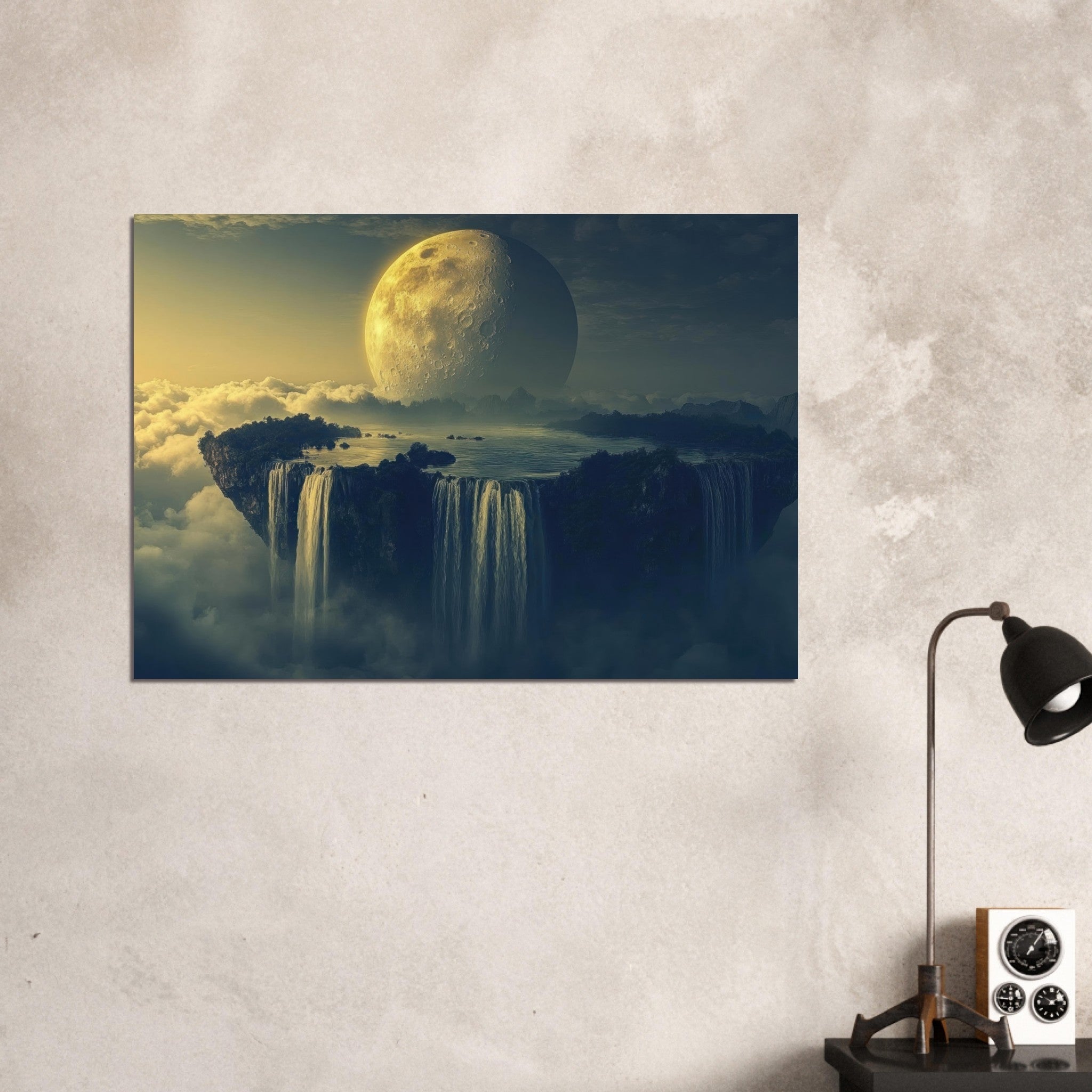 Aluminum Print Landscape - A vast dreamscape with levitating islands a mass 2 - Ai Art Force