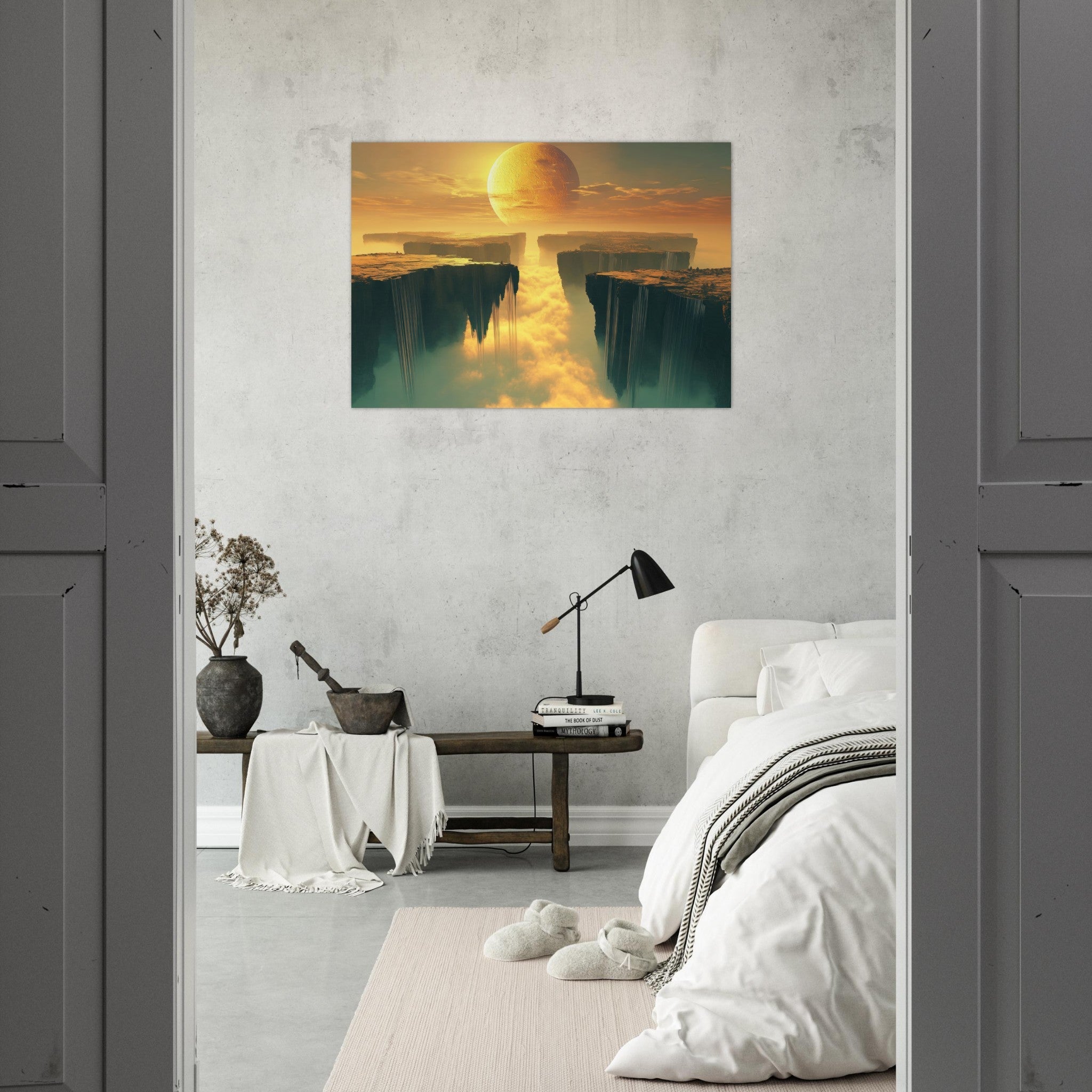 Aluminum Print Landscape - A vast dreamscape with levitating islands a mass 3 - Ai Art Force