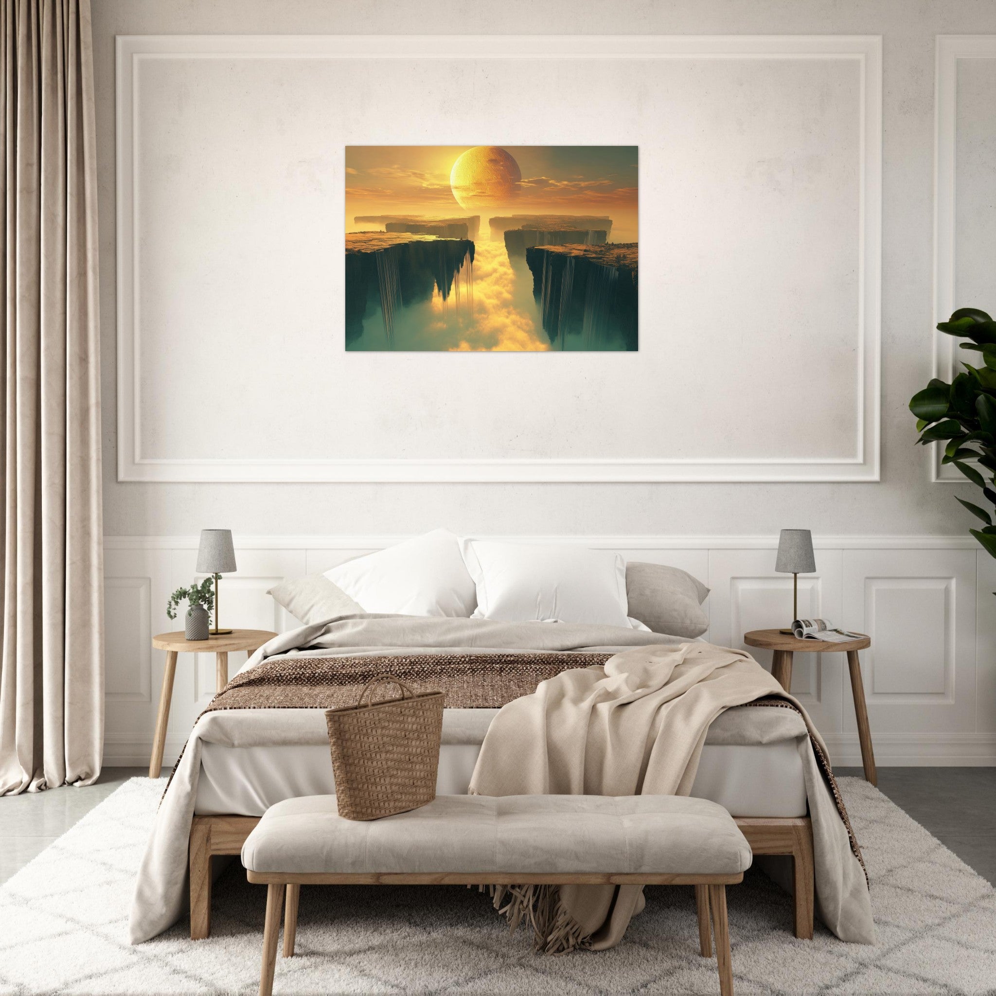 Aluminum Print Landscape - A vast dreamscape with levitating islands a mass 3 - Ai Art Force