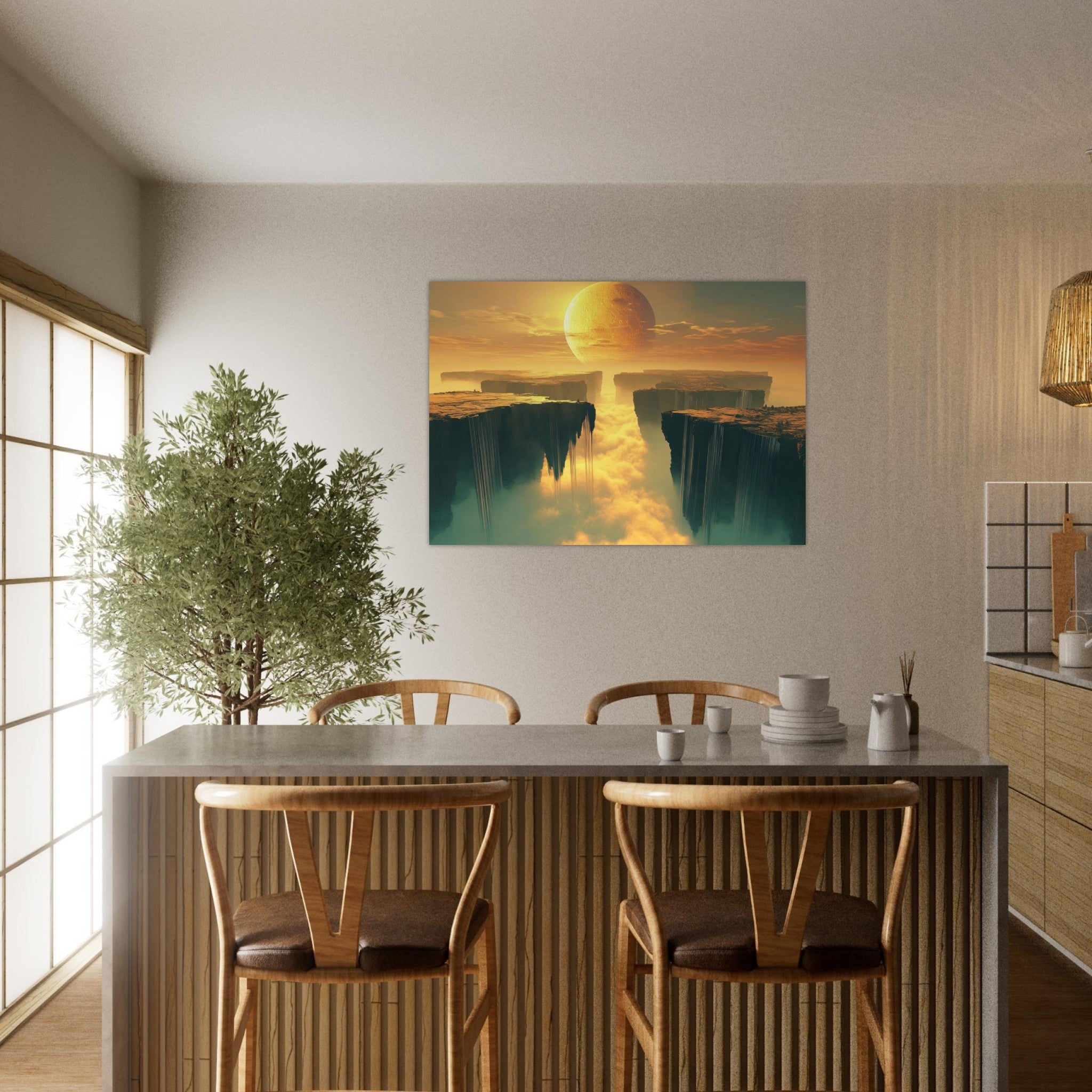 Aluminum Print Landscape - A vast dreamscape with levitating islands a mass 3 - Ai Art Force