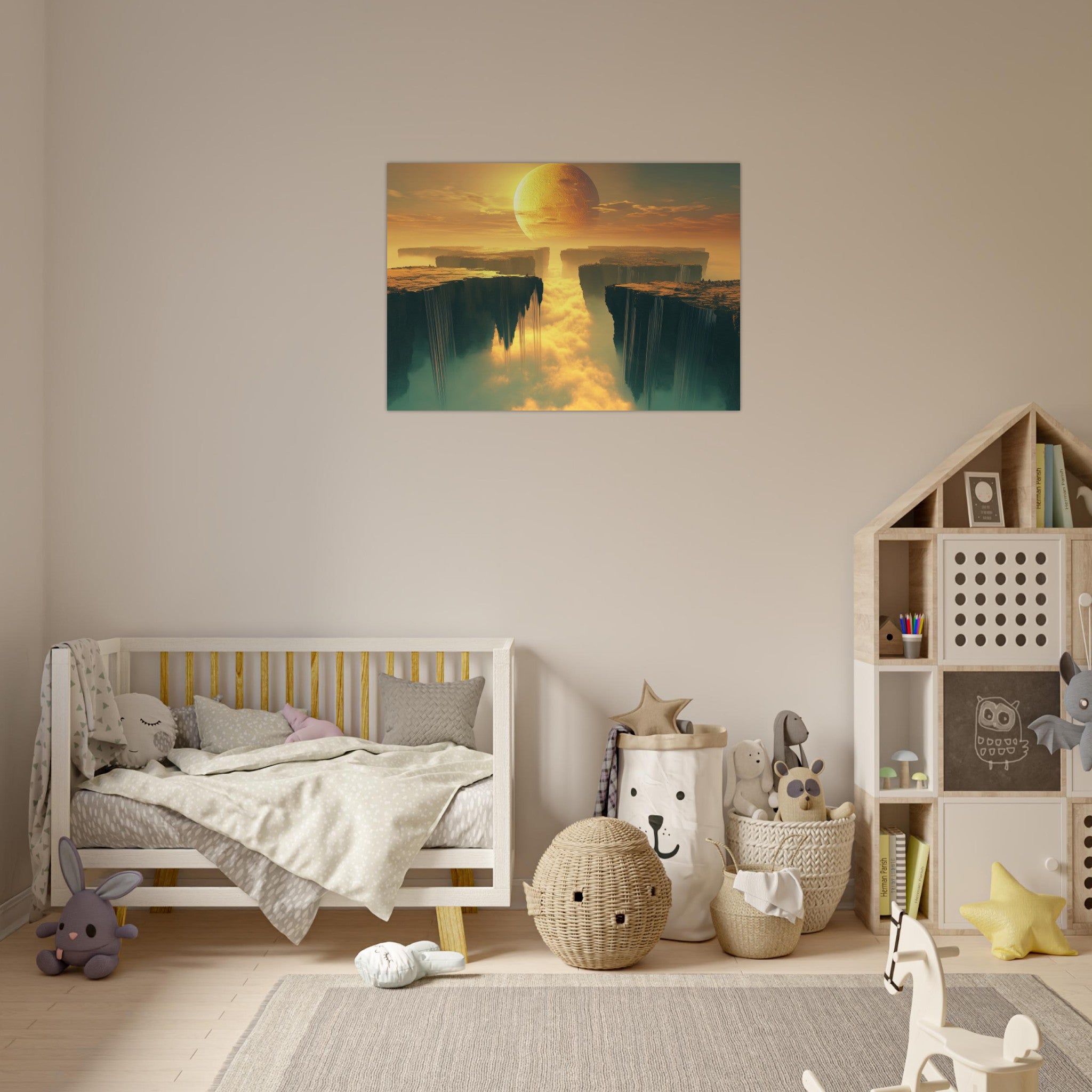 Aluminum Print Landscape - A vast dreamscape with levitating islands a mass 3 - Ai Art Force