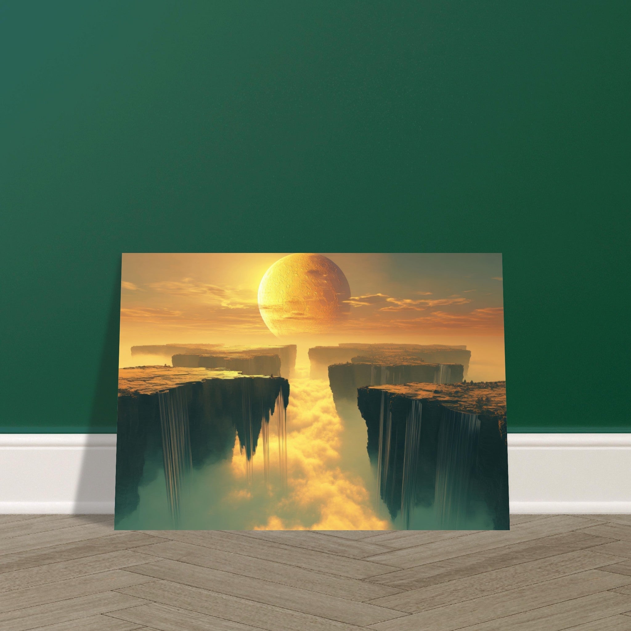 Aluminum Print Landscape - A vast dreamscape with levitating islands a mass 3 - Ai Art Force
