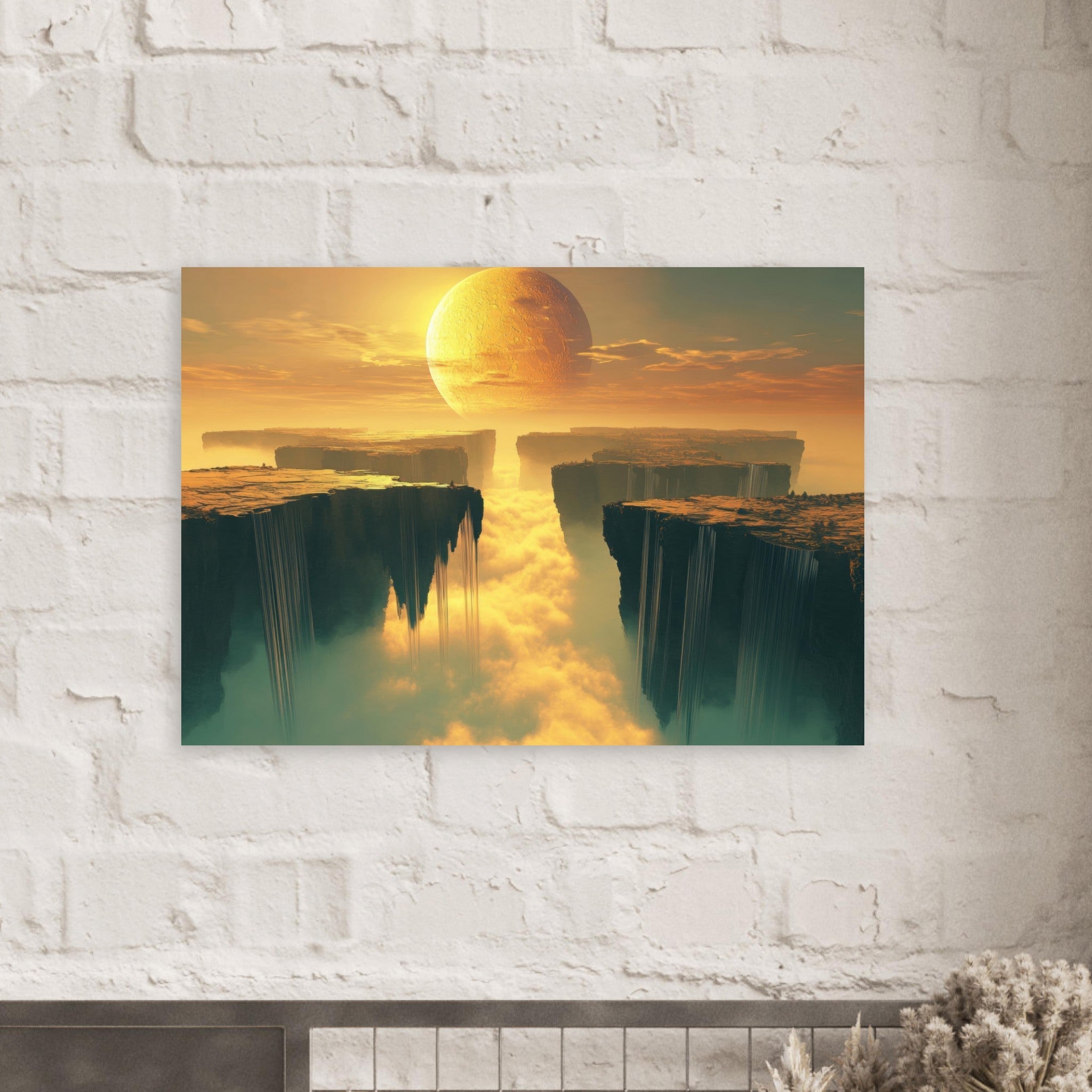 Aluminum Print Landscape - A vast dreamscape with levitating islands a mass 3 - Ai Art Force