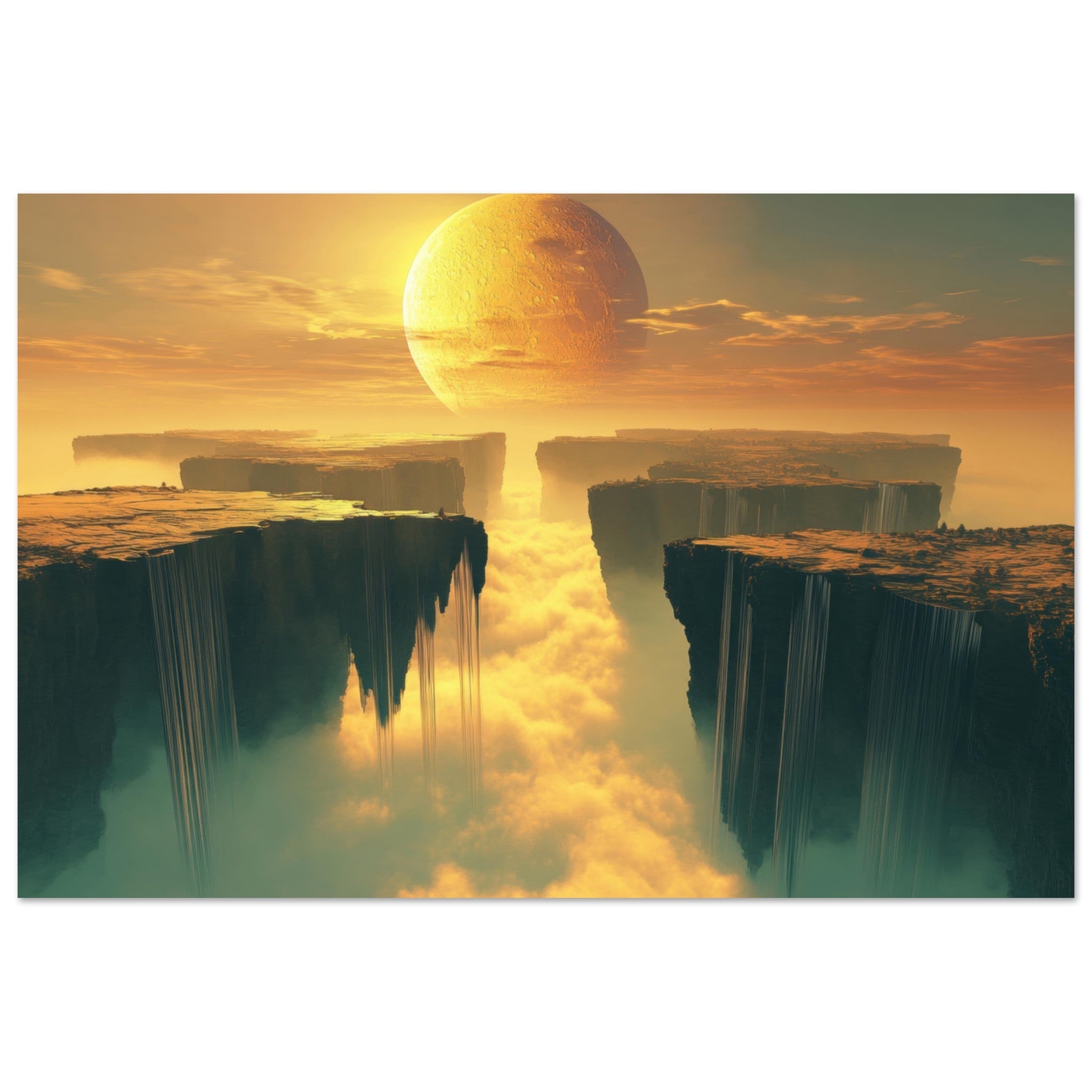 Aluminum Print Landscape - A vast dreamscape with levitating islands a mass 3 - Ai Art Force