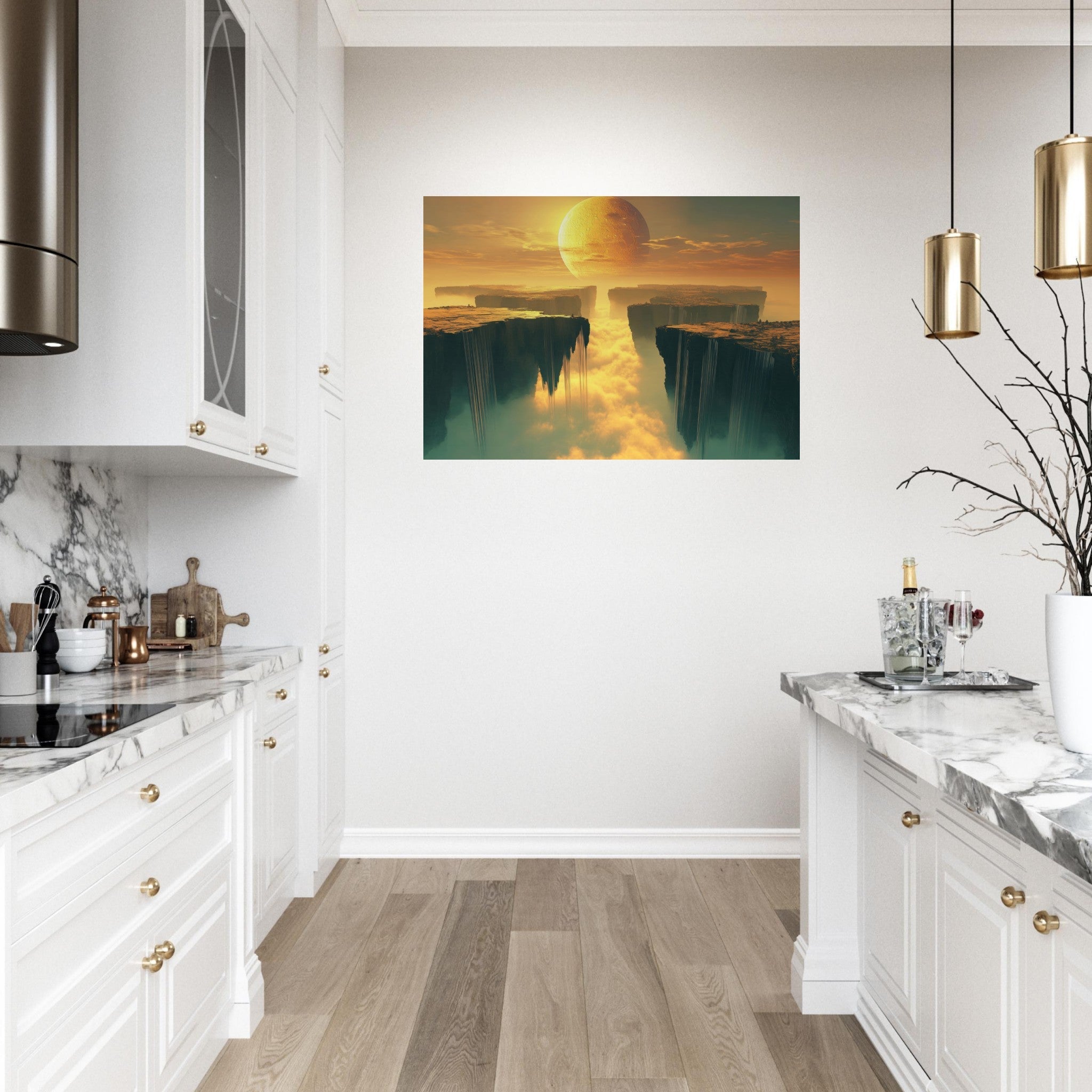 Aluminum Print Landscape - A vast dreamscape with levitating islands a mass 3 - Ai Art Force