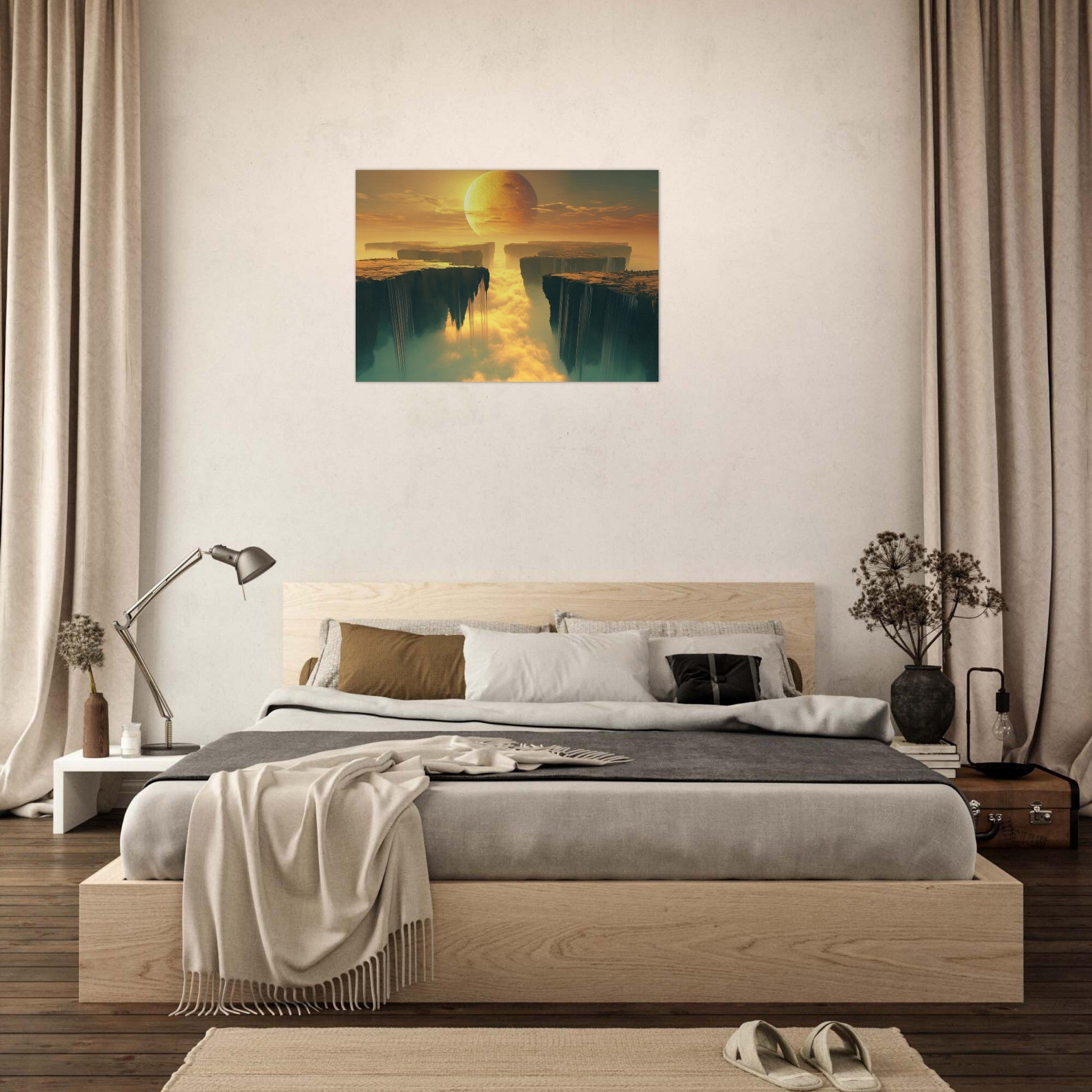Aluminum Print Landscape - A vast dreamscape with levitating islands a mass 3 - Ai Art Force