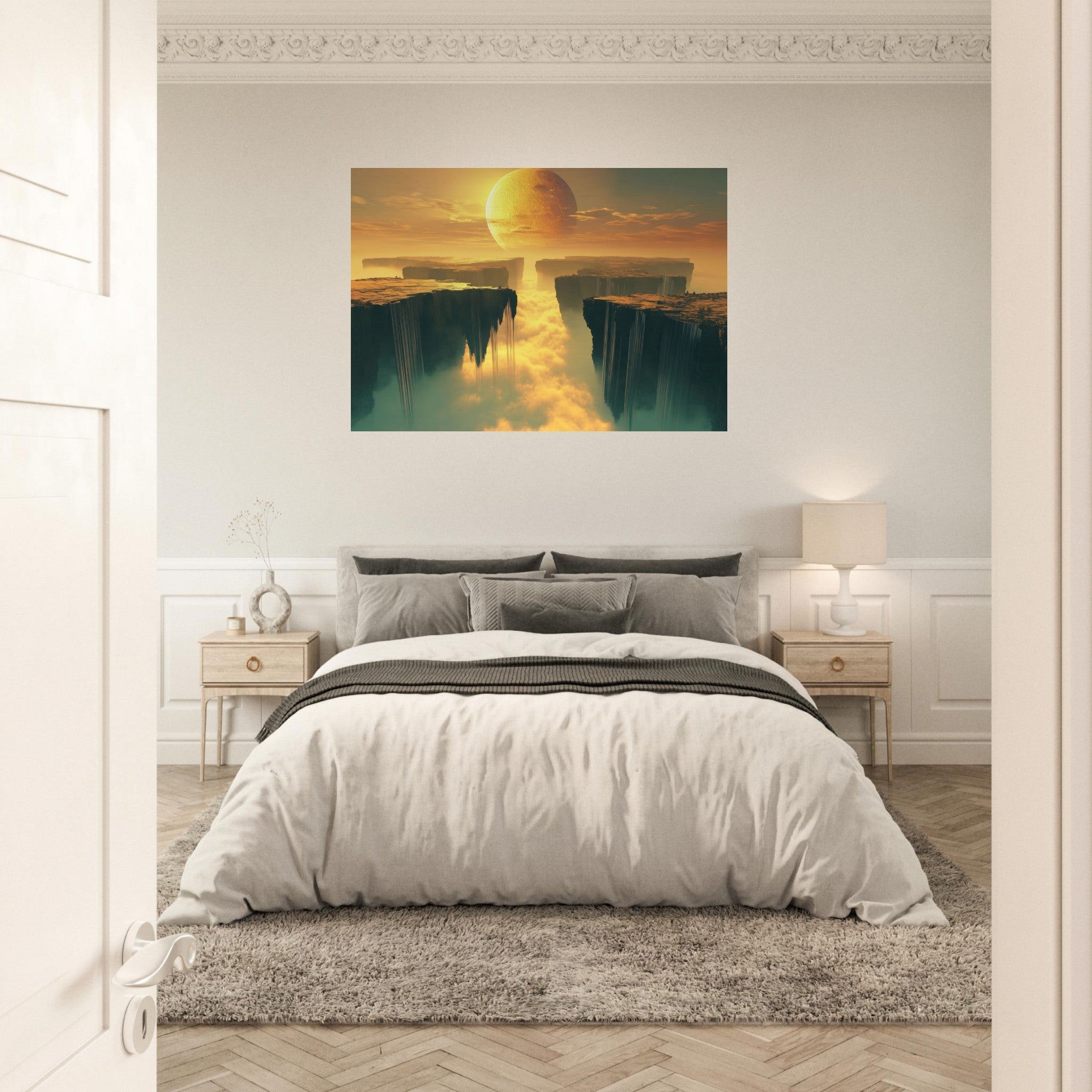 Aluminum Print Landscape - A vast dreamscape with levitating islands a mass 3 - Ai Art Force