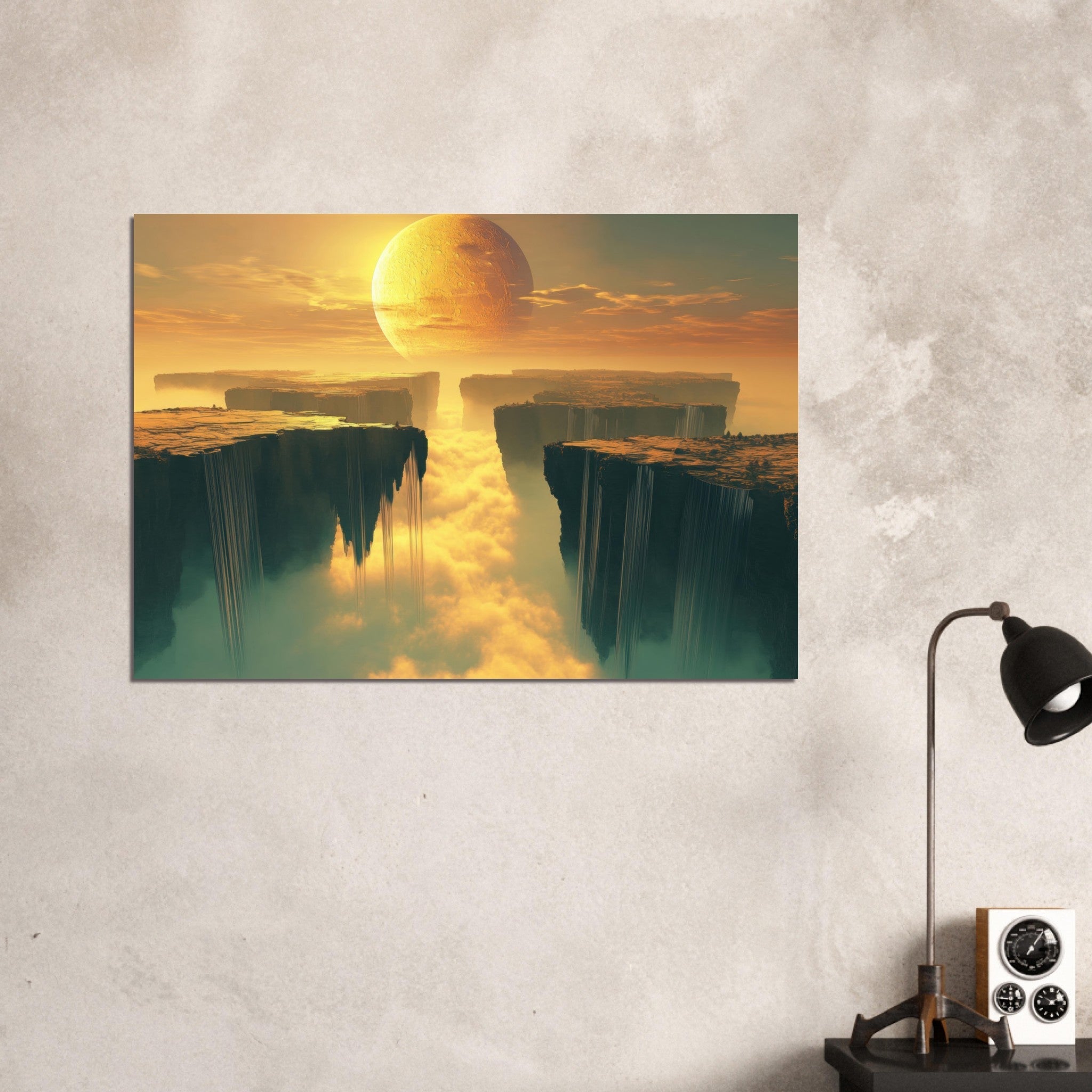 Aluminum Print Landscape - A vast dreamscape with levitating islands a mass 3 - Ai Art Force