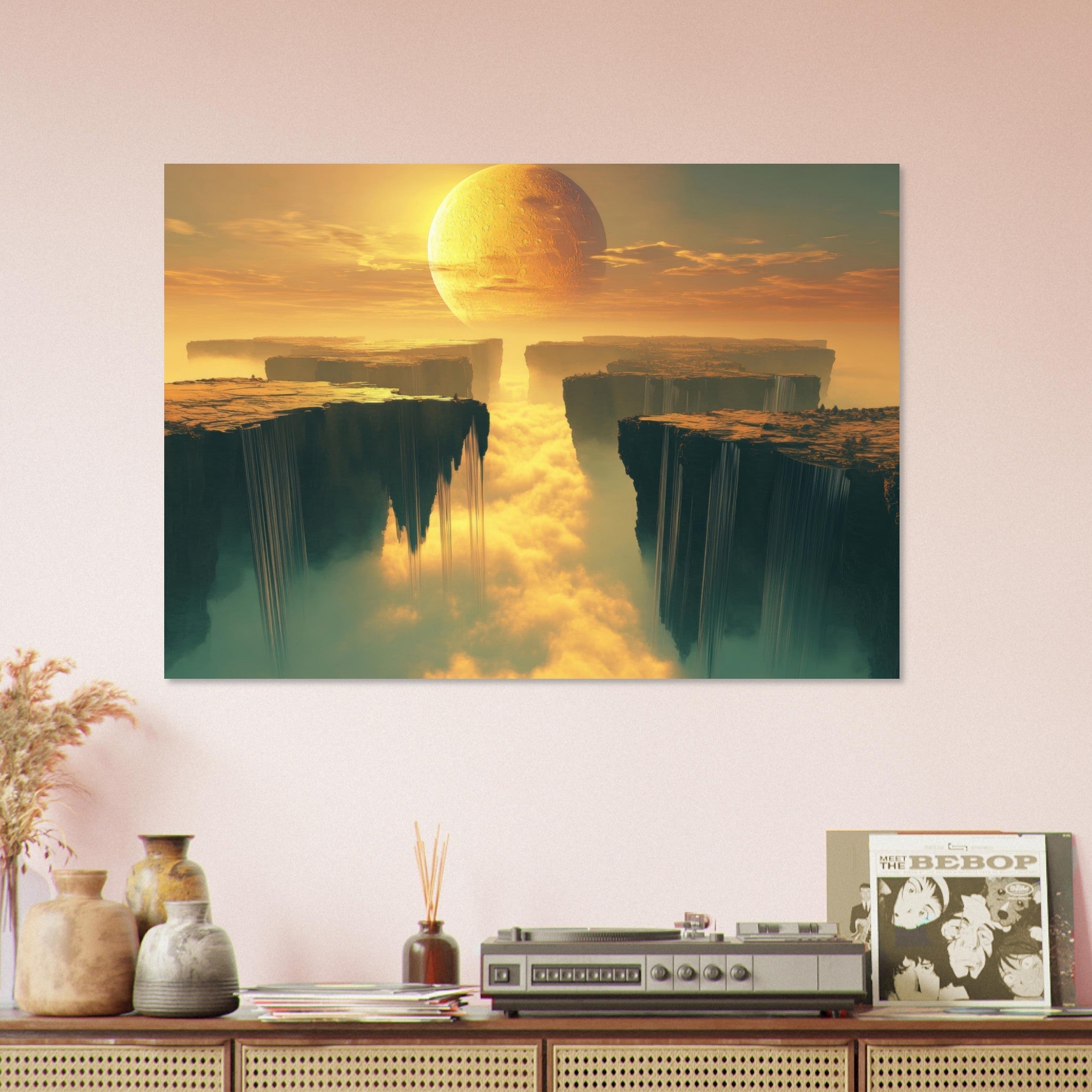 Aluminum Print Landscape - A vast dreamscape with levitating islands a mass 3 - Ai Art Force