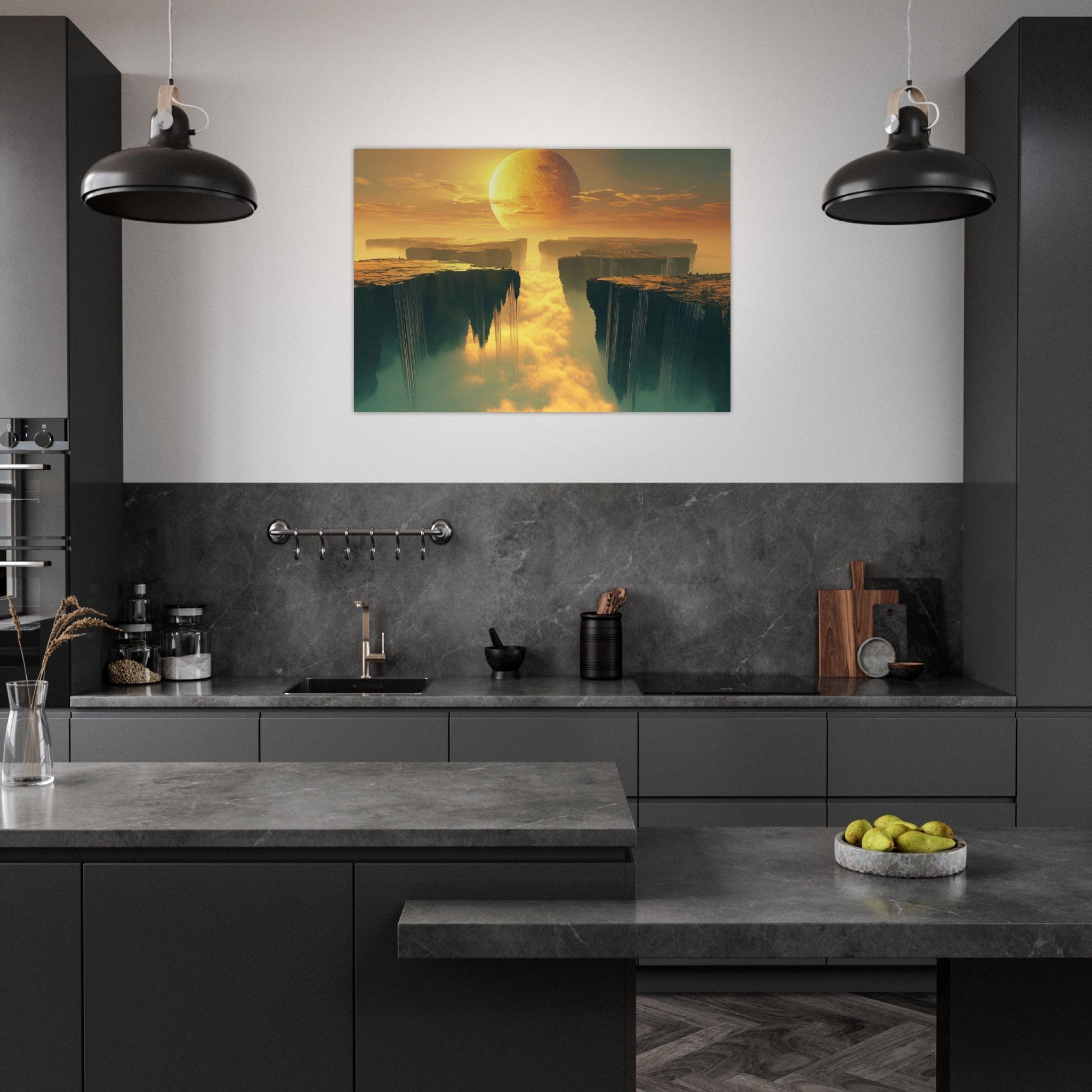 Aluminum Print Landscape - A vast dreamscape with levitating islands a mass 3 - Ai Art Force